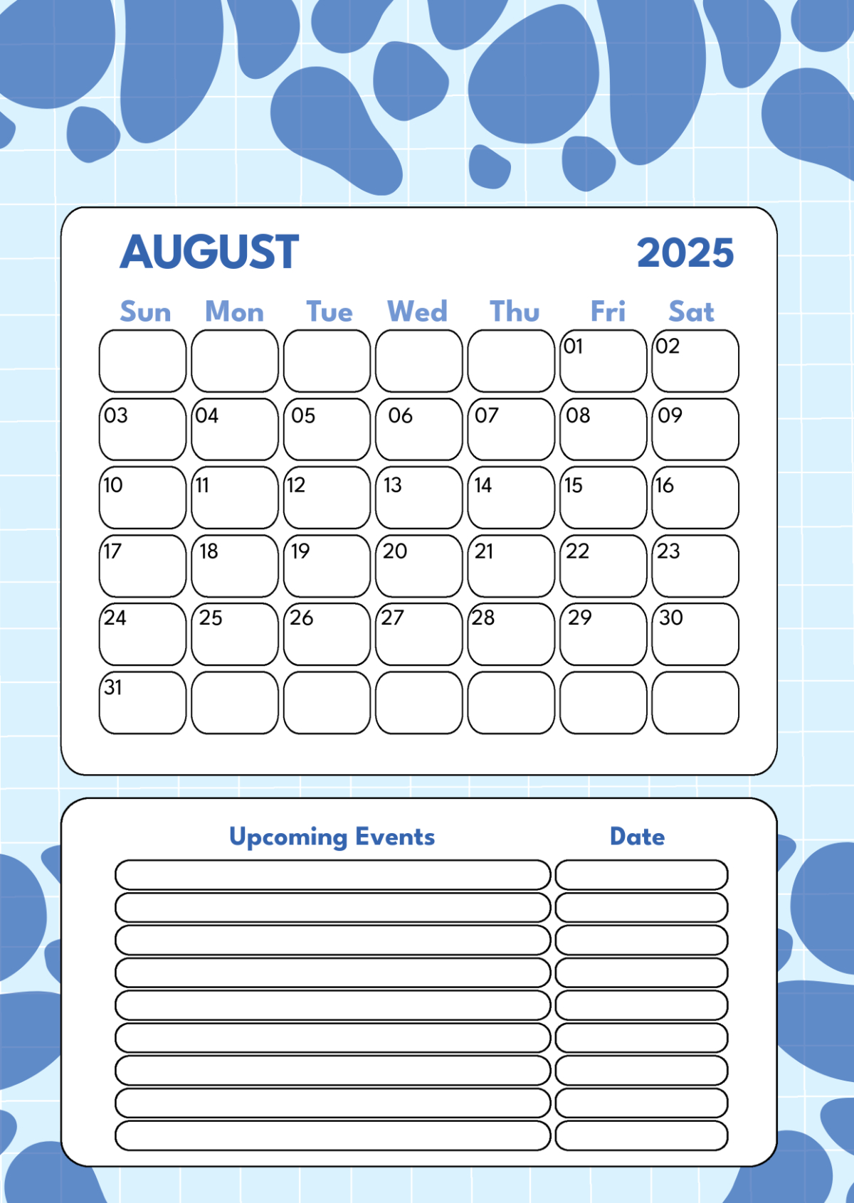 Page 2 | Free August 2025 Calendar Templates, Editable And Printable within Calendar Of Events For August 2025