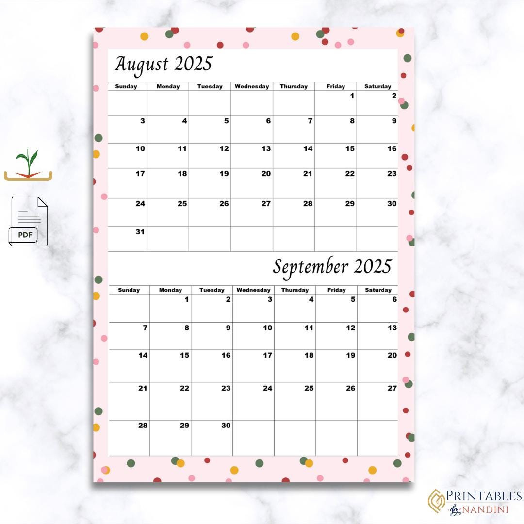 Printable August &amp;amp; September 2025 Month Calendar – A4 Size Pdf regarding August &amp;amp; September 2025 Calendar