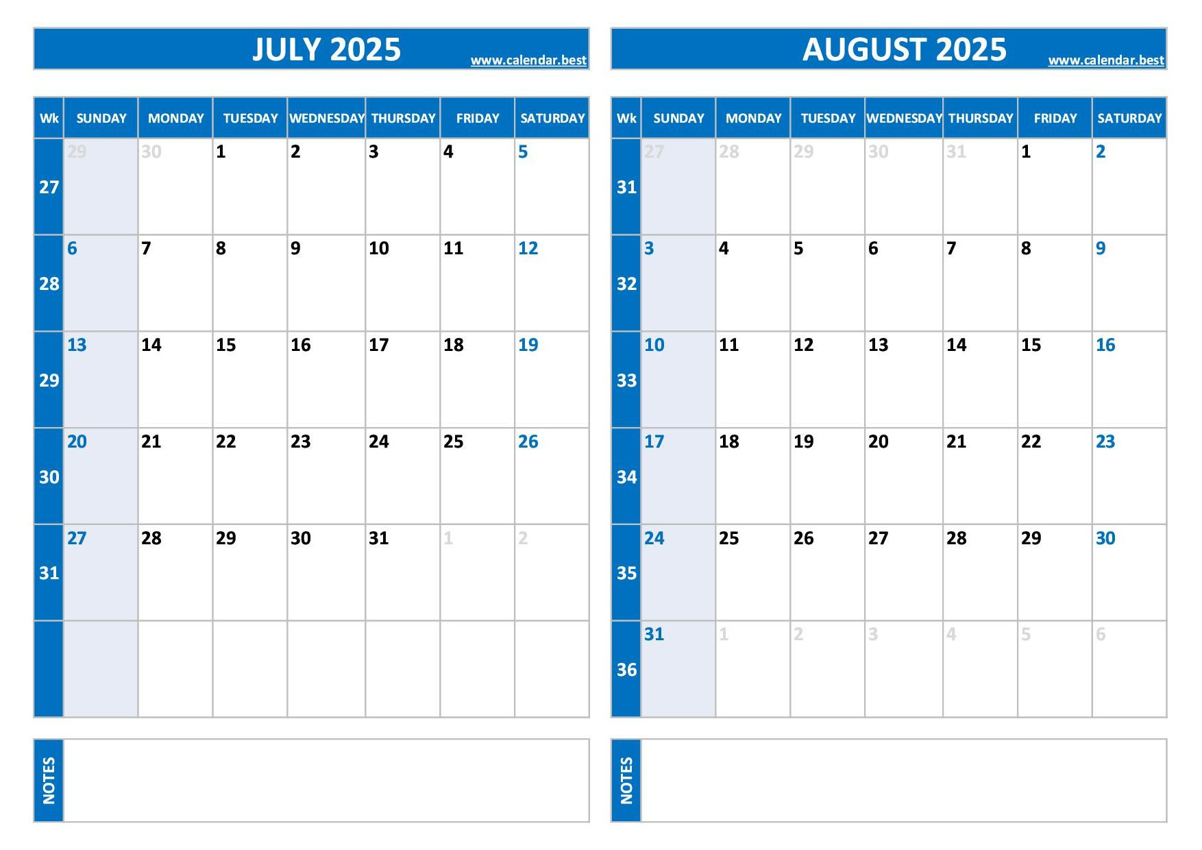 Printable July And August 2025 Calendar - Free Pdf &amp;amp; Jpg Downloads intended for General Blue August 2025 Calendar