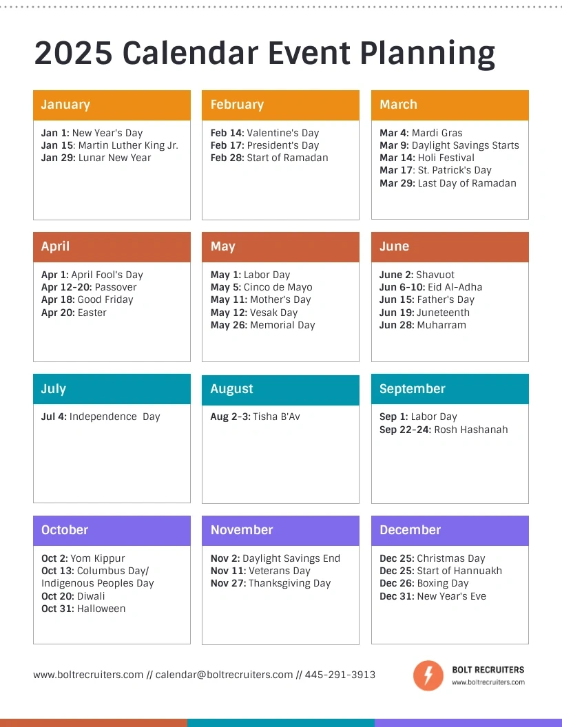 Single Page 2025 Calendar Event Work Schedule Template - Venngage within Calendar Events For August 2025