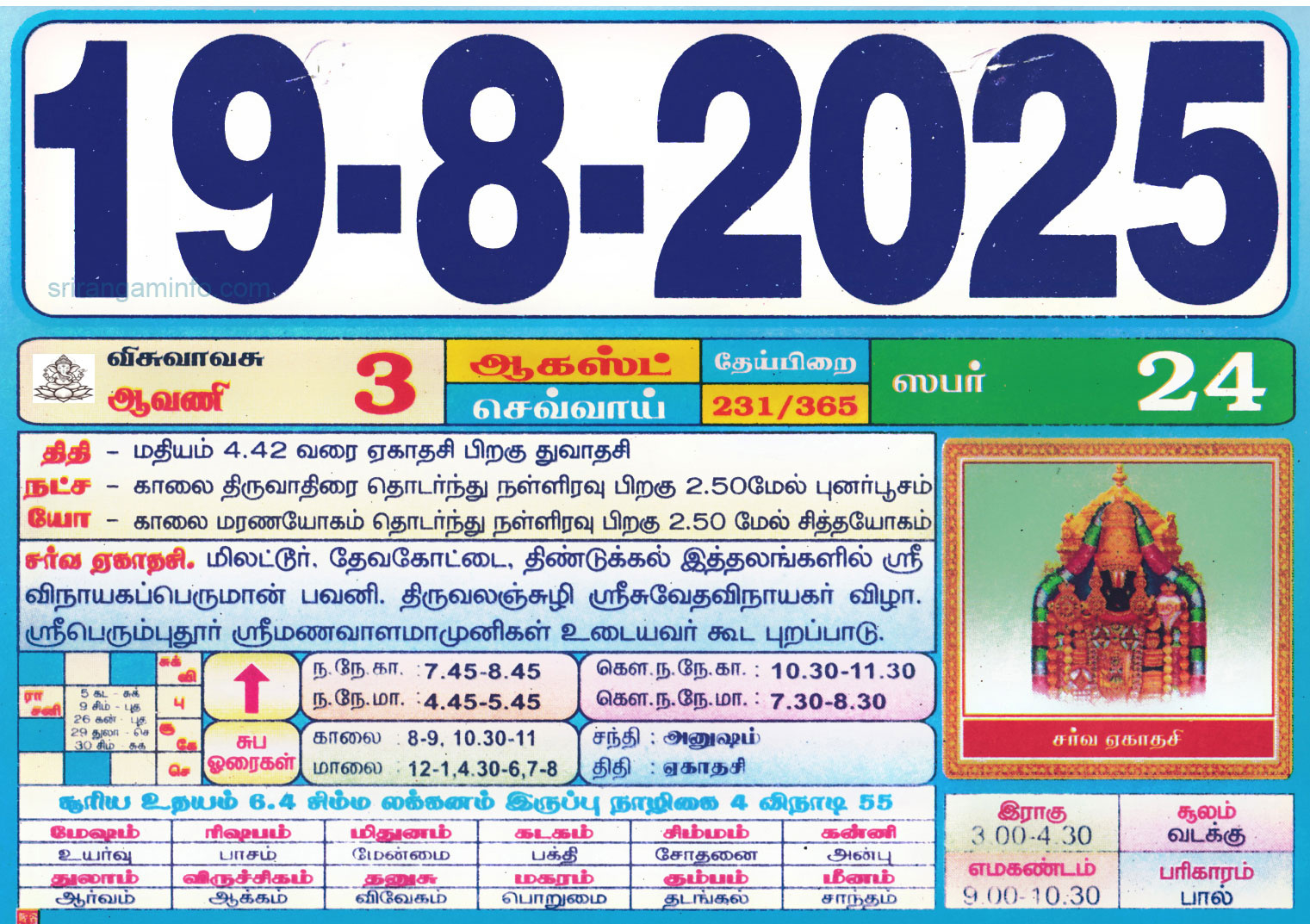 Tamil Daily Calendar 2025, Tamil Calendar 2025, Nalla Neram throughout Tamil Calendar 2025 August