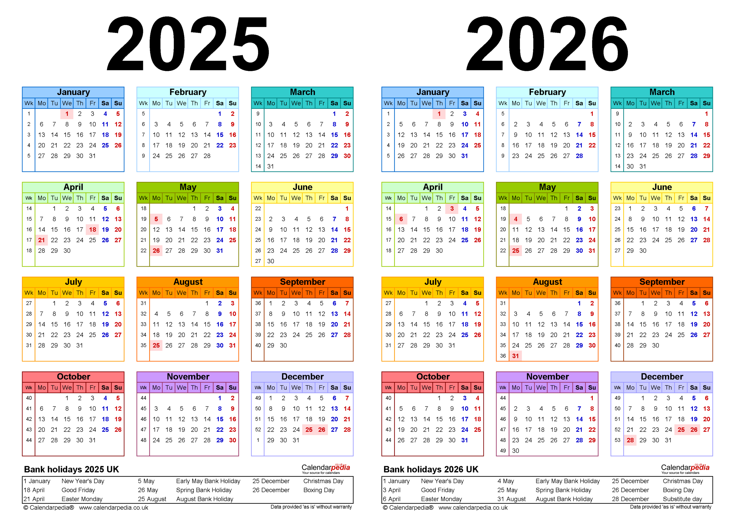 Two Year Calendars For 2025 And 2026 (Uk) For Pdf with August 2025 - June 2026 Calendar