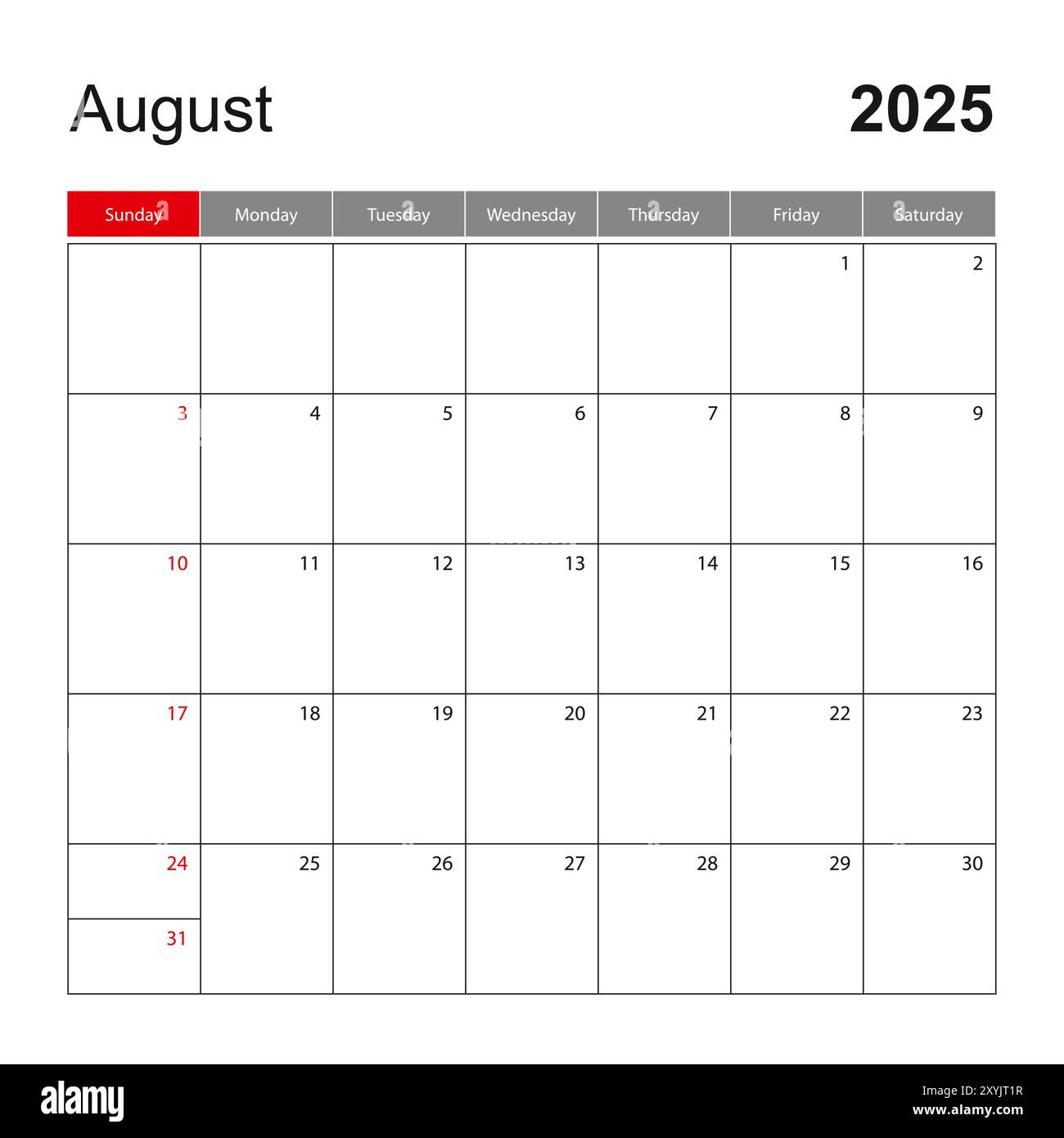 Wall Calendar Template For August 2025. Holiday And Event Planner in August Calendar 2025 Event/Holidays