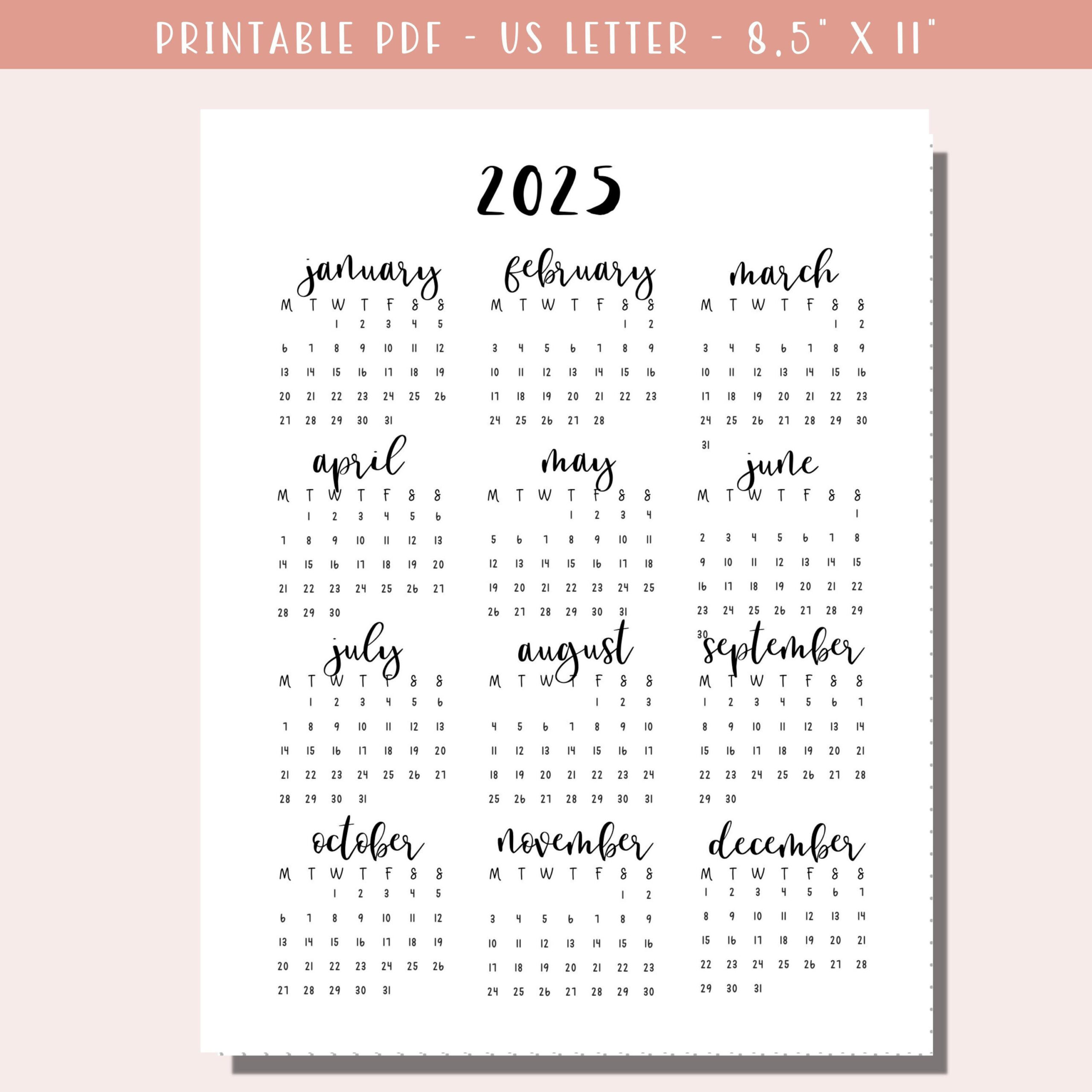 2025 Calendar Printable Planner 2025 / Dotted Bullet Journal Page intended for October 2025 Bullet Journal Calendar