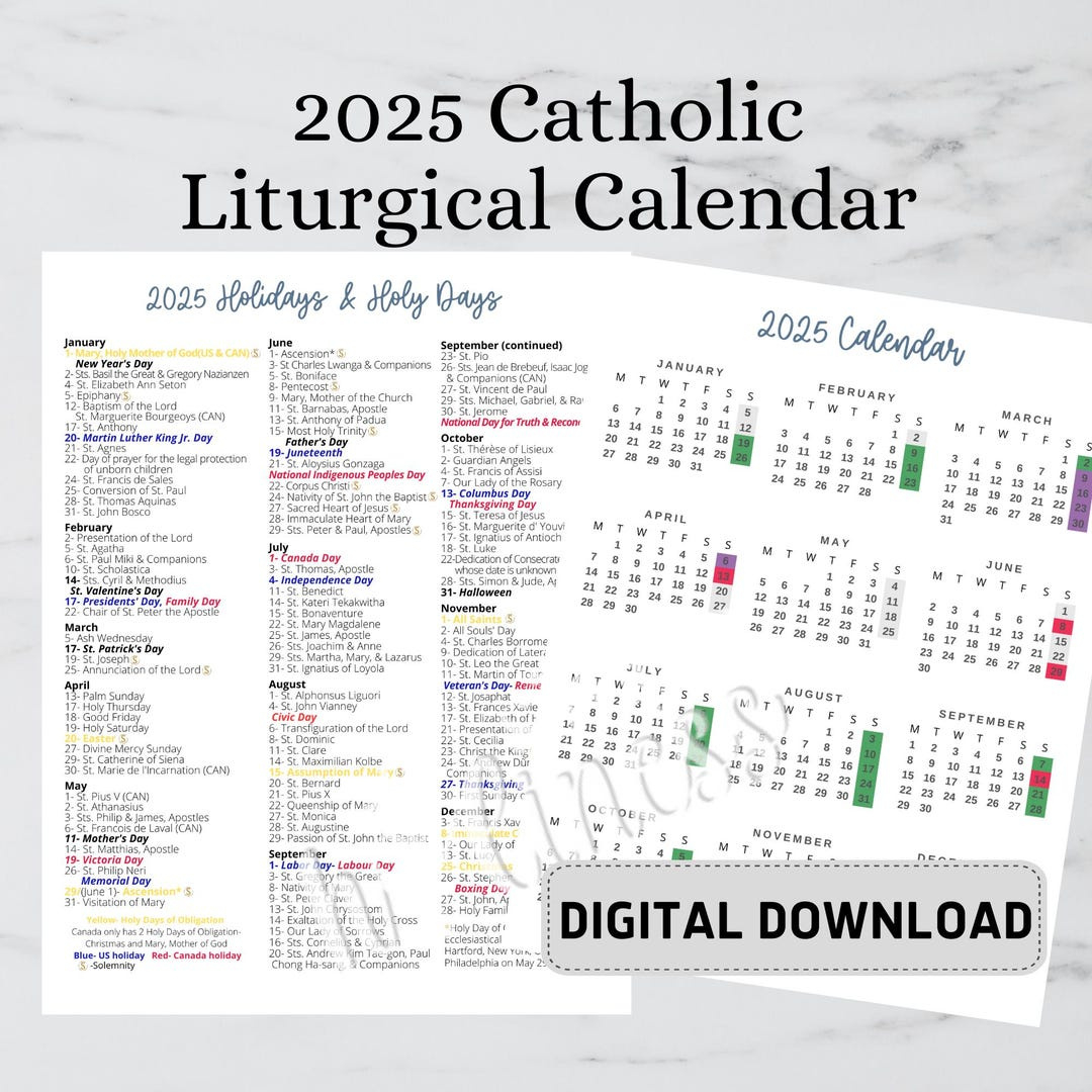 2025 Catholic Calendar- Digital Download - Etsy intended for October Catholic Calendar 2025