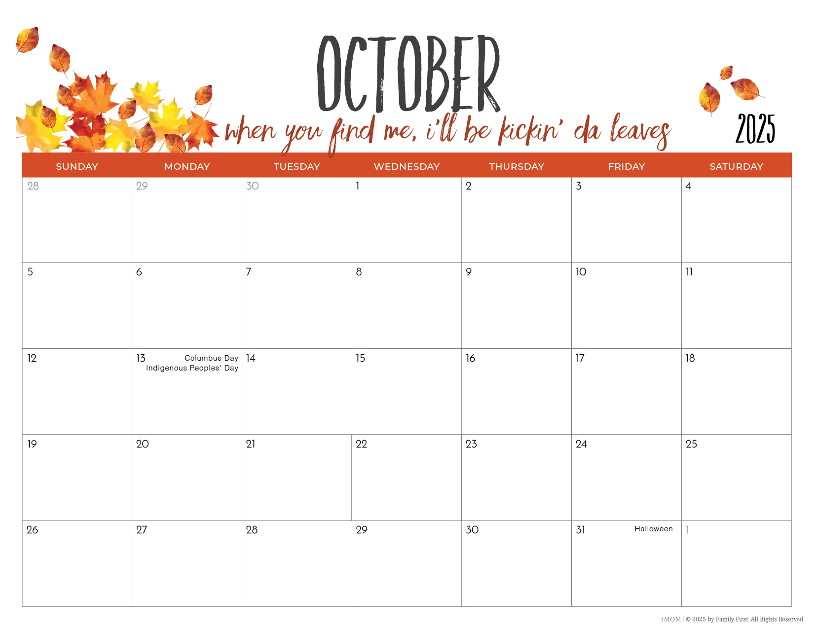 2025 Printable Calendars2025-2026 Printable Calendars For Moms - Imom with October Printable Calendar With Holidays 2025