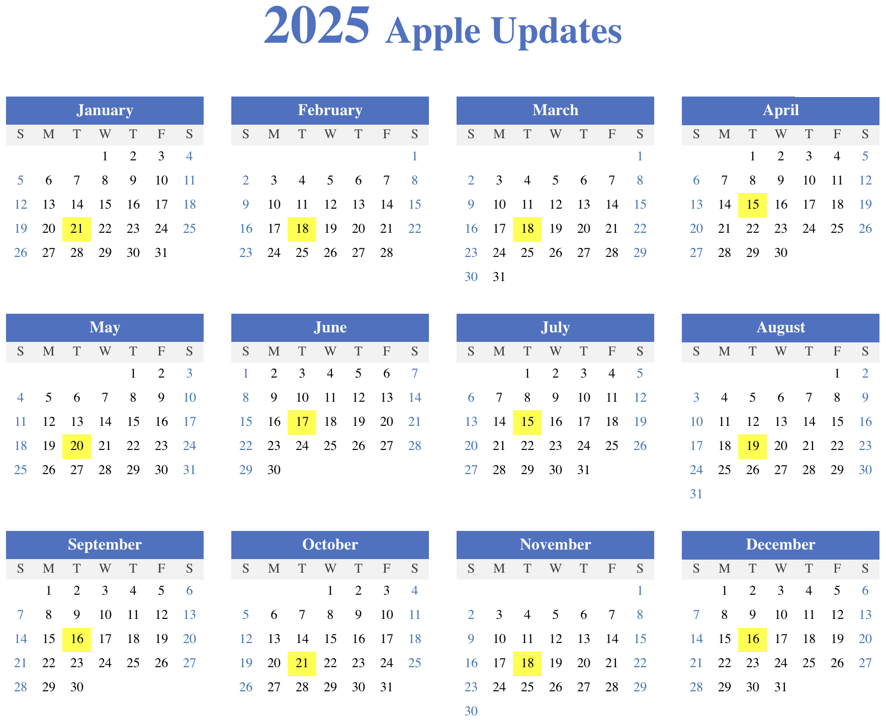 Apple Software Update Schedule for October 2025 Apple Calendar