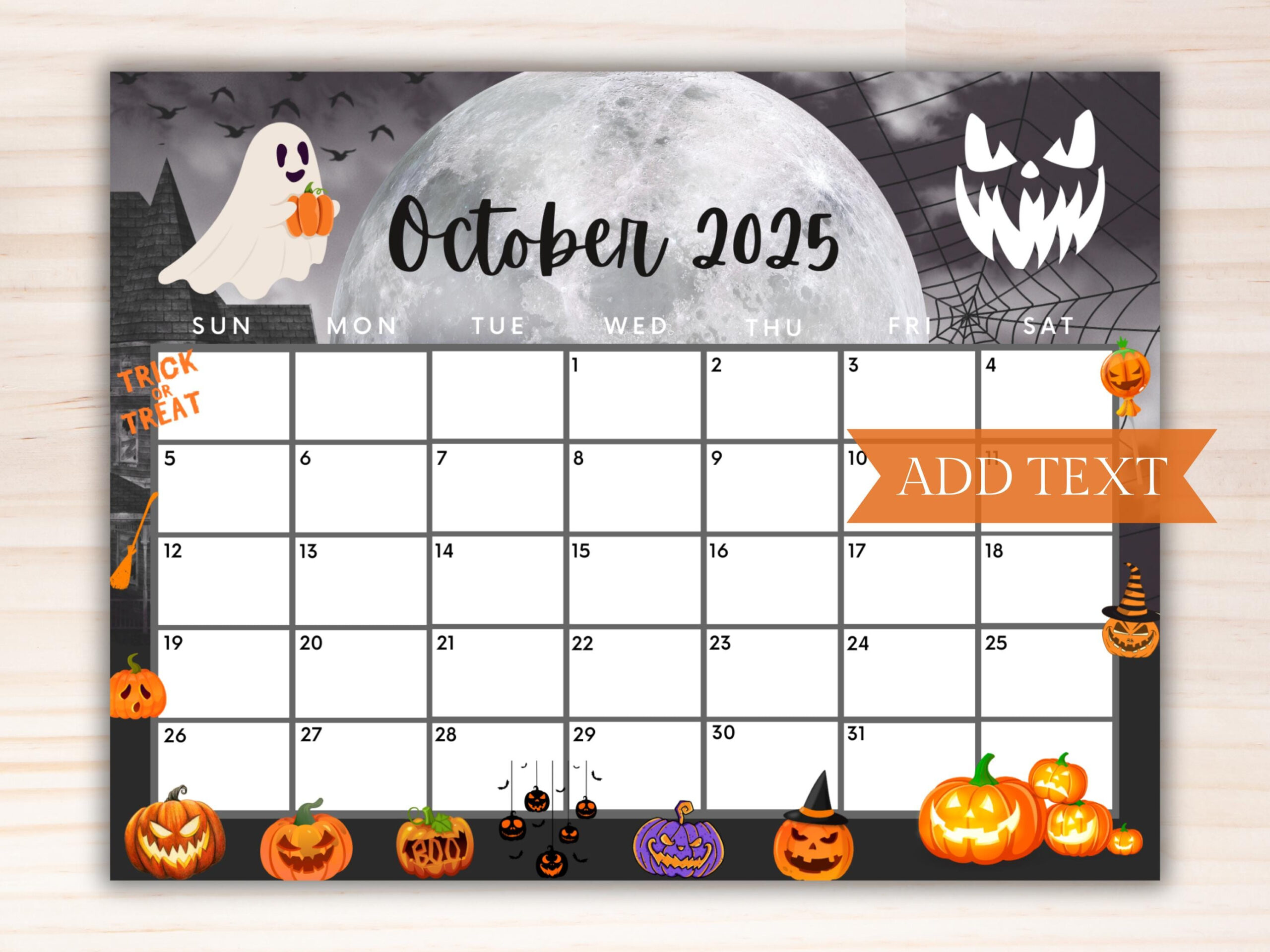 Bearbeitbarer Kalender Oktober 2025, Druckbarer Kalender, 2025 inside October 2025 Halloween Calendar