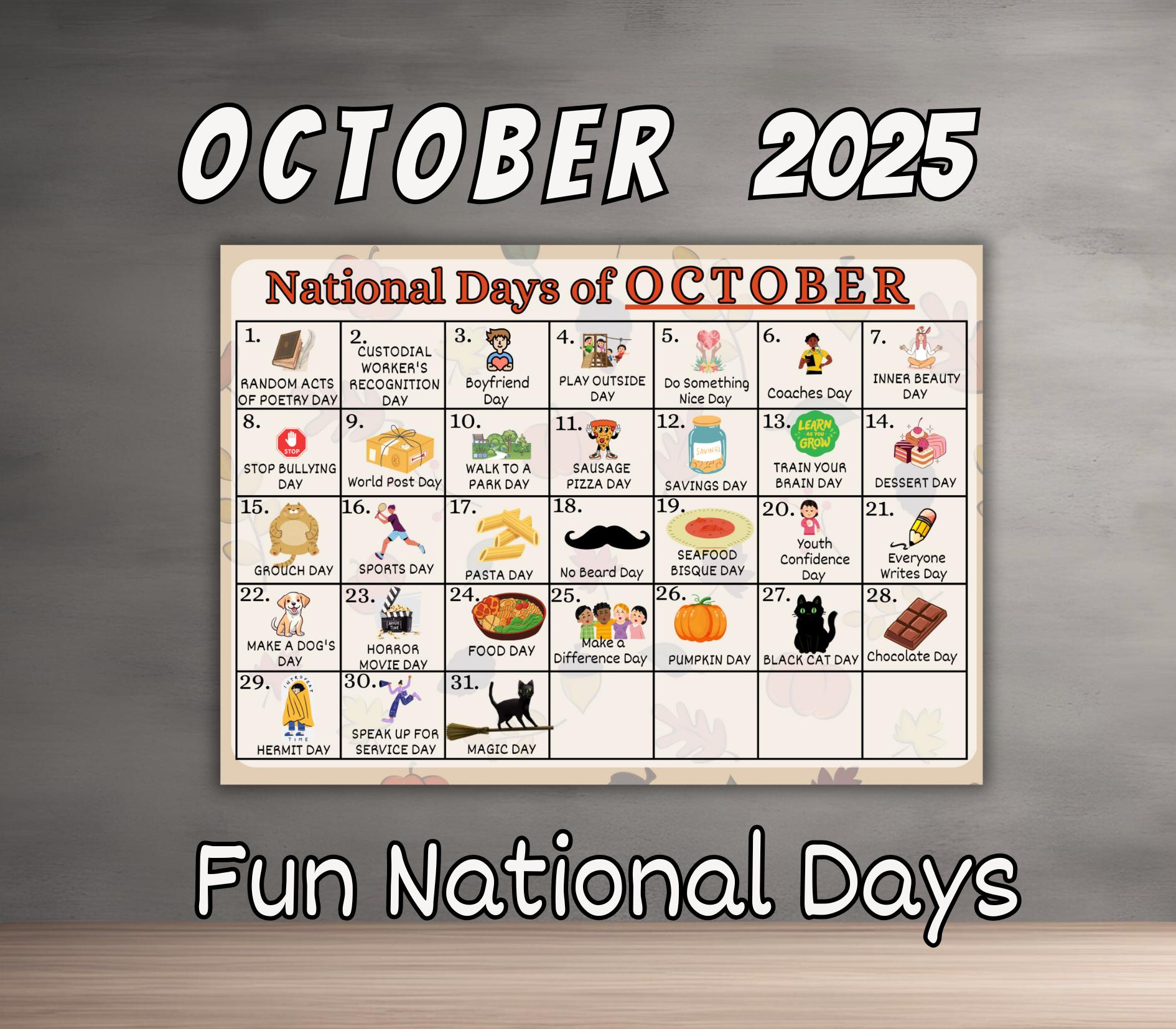 Buy October National Days Online In India - Etsy India inside October National Day Calendar 2025