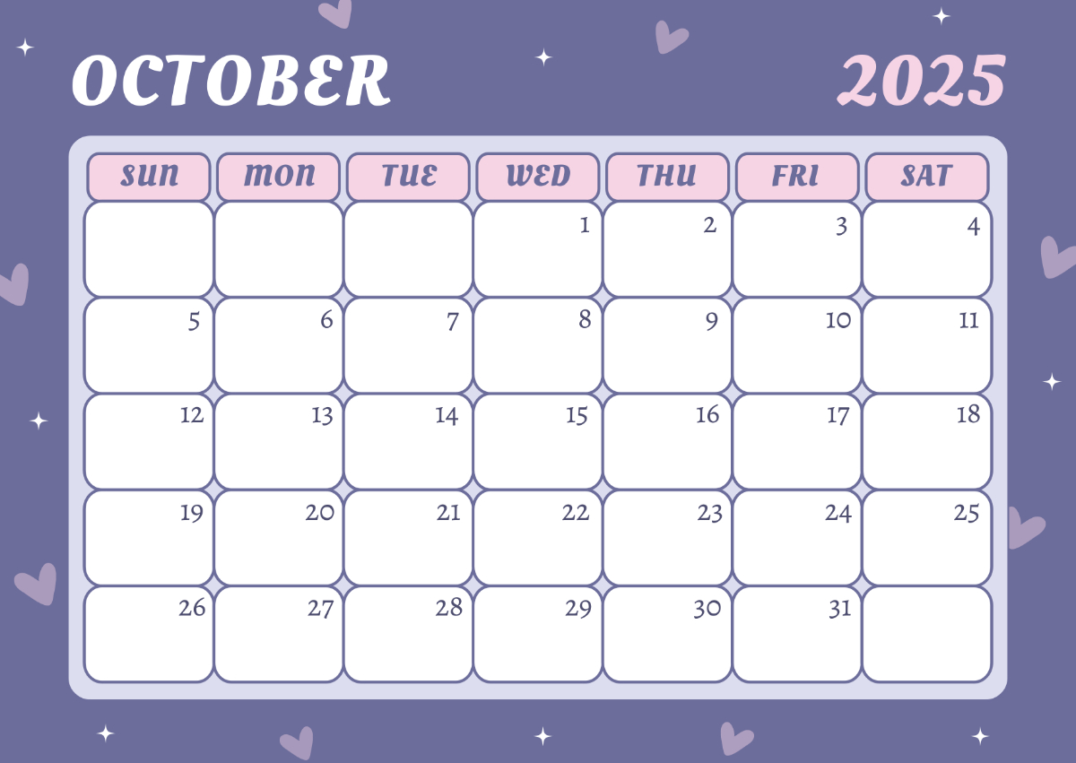 Free Cute October 2025 Calendar Template To Edit Online inside Online Calendar October 2025