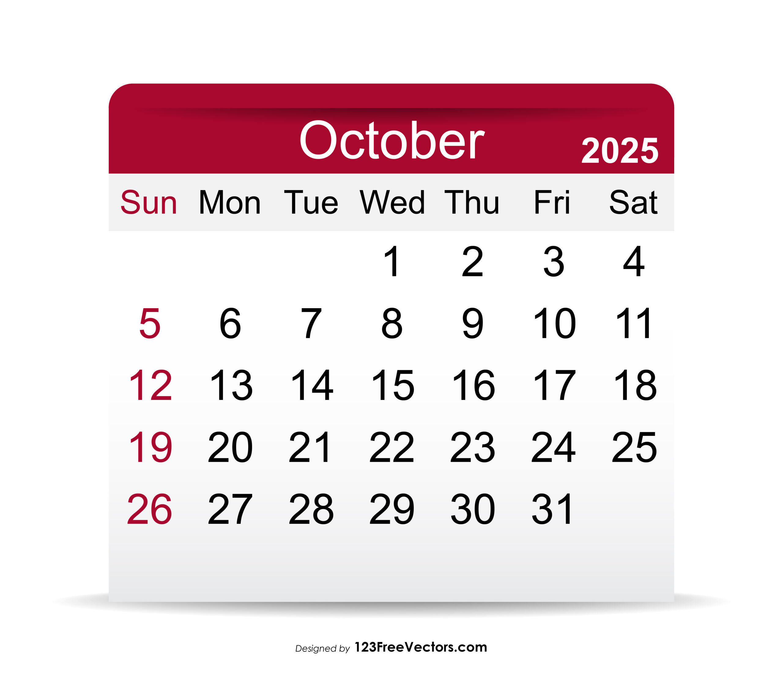 Free Download 2025 October Calendar throughout Clip Art October Calendar 2025