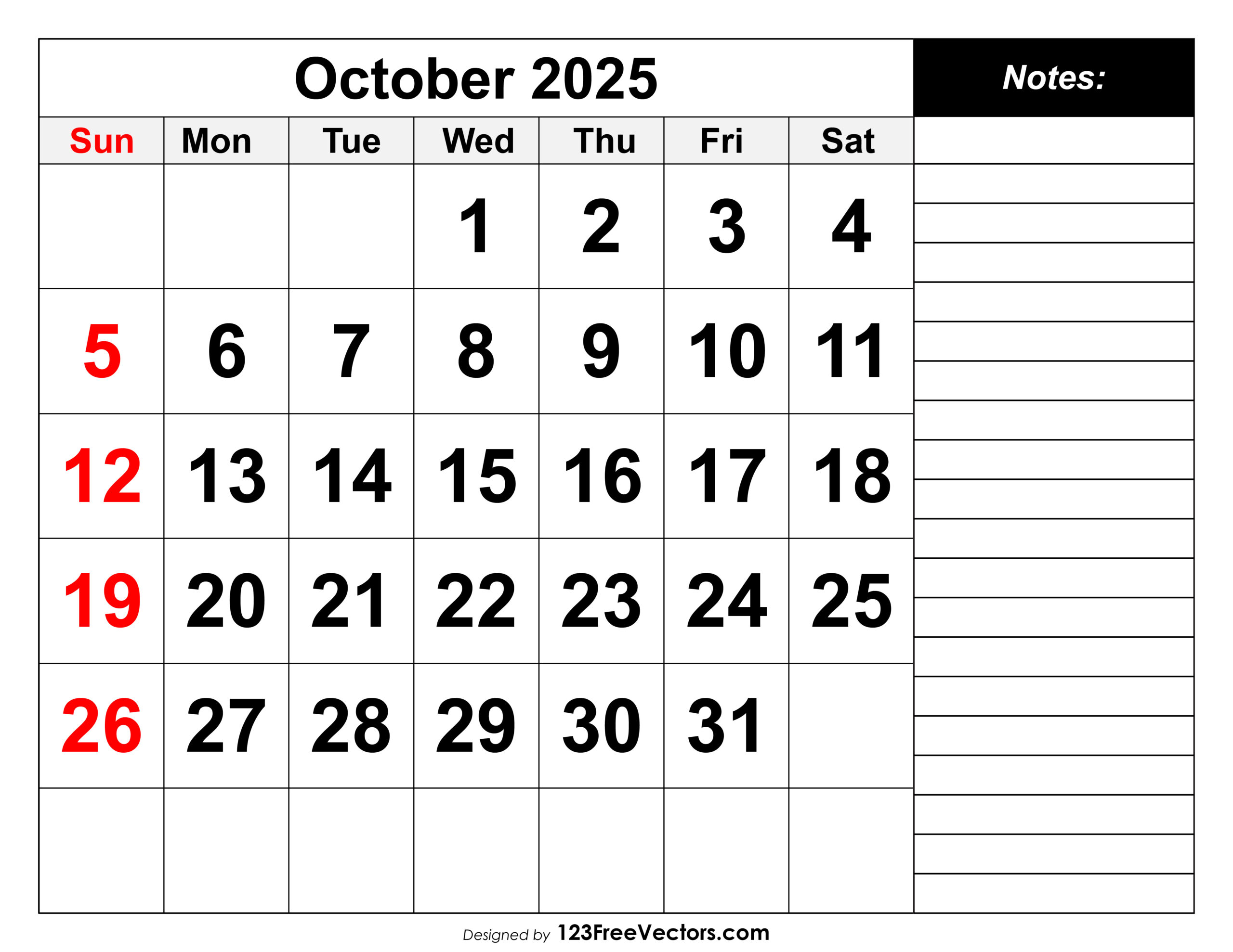 Free Download Calendar October 2025 within Year 2025 October Calendar
