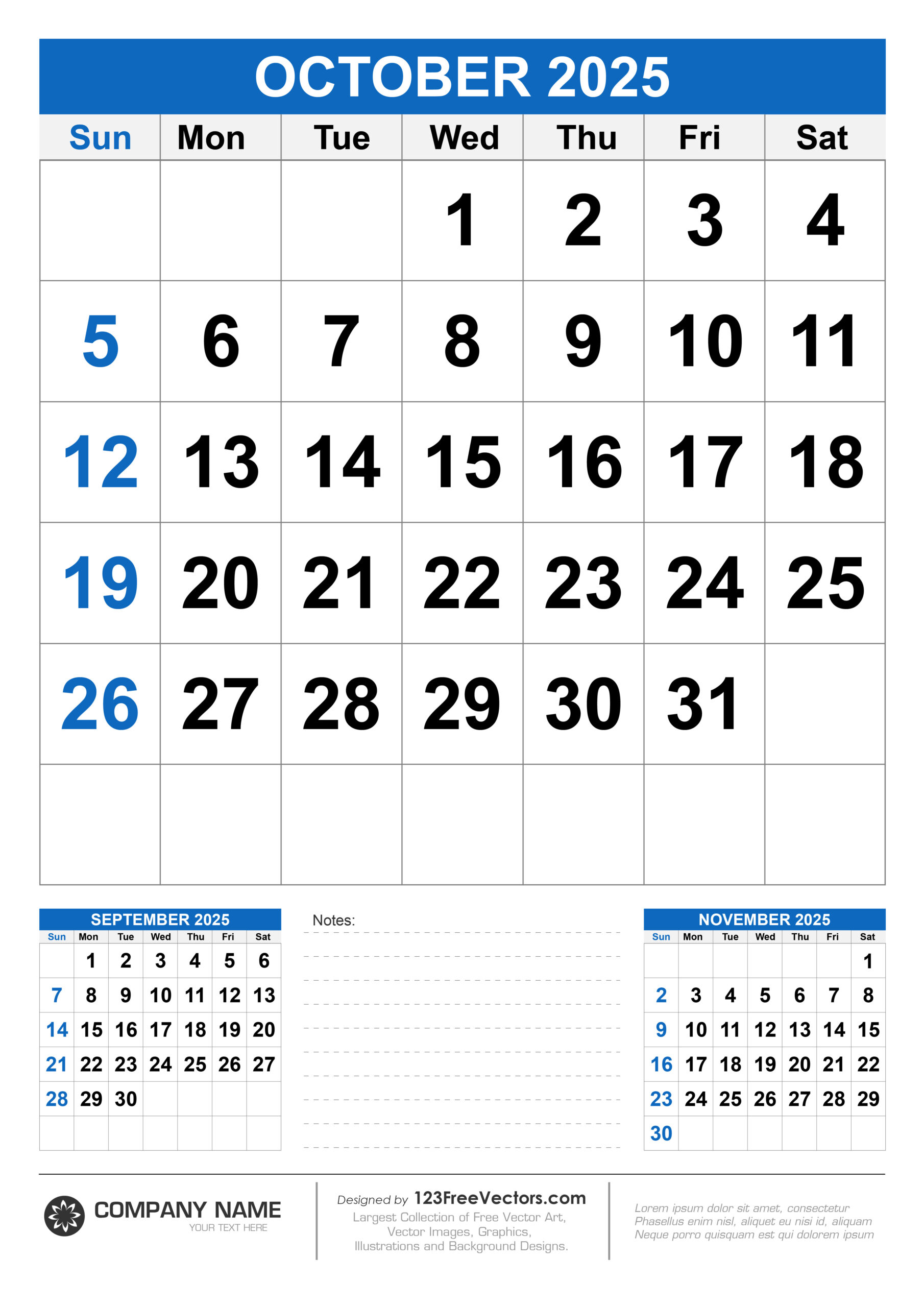 Free Download Wall Calendar October 2025 for October 2025 Calendar Holiday