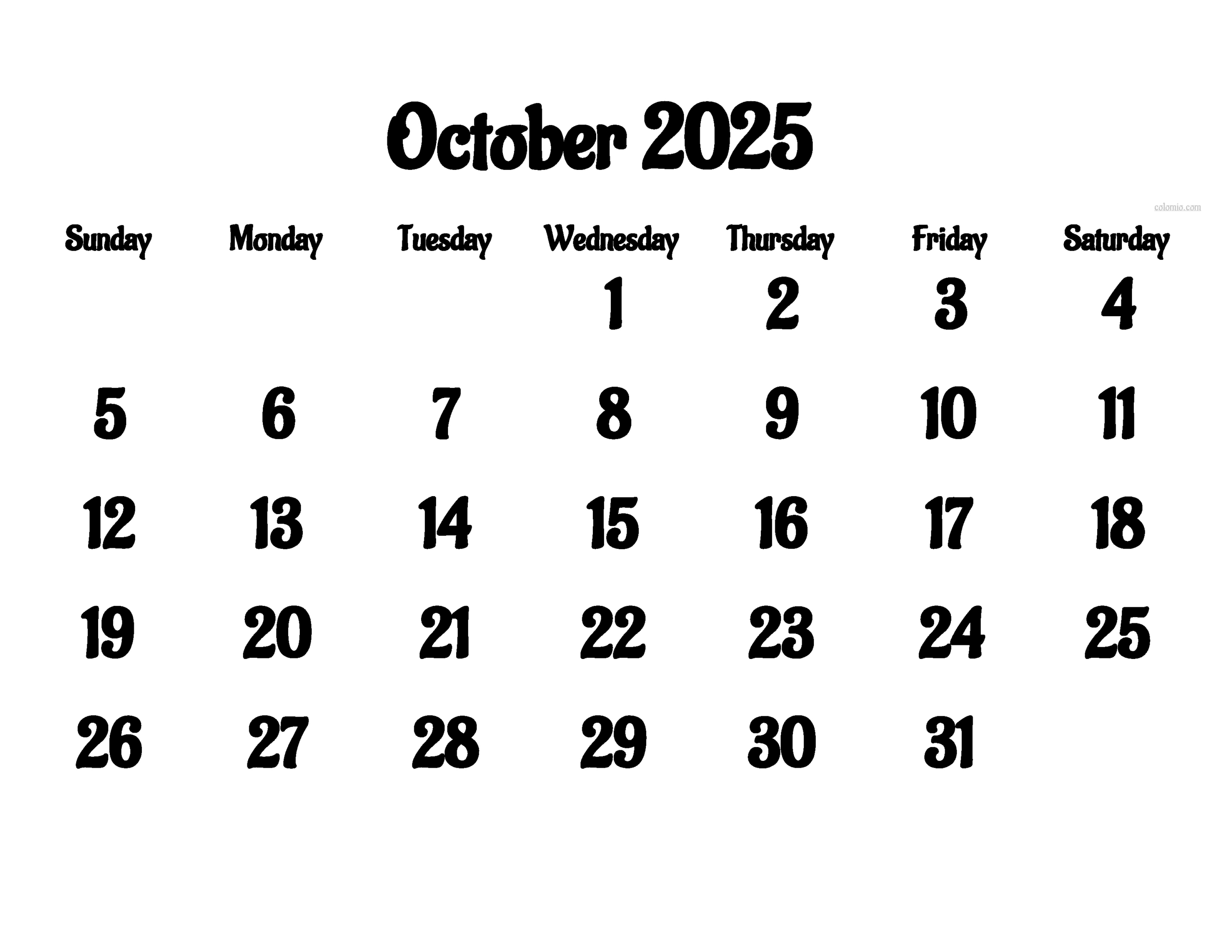Free October 2025 Calendar | Printable Pdf, Xls, Png Formats in Apple Calendar October 2025