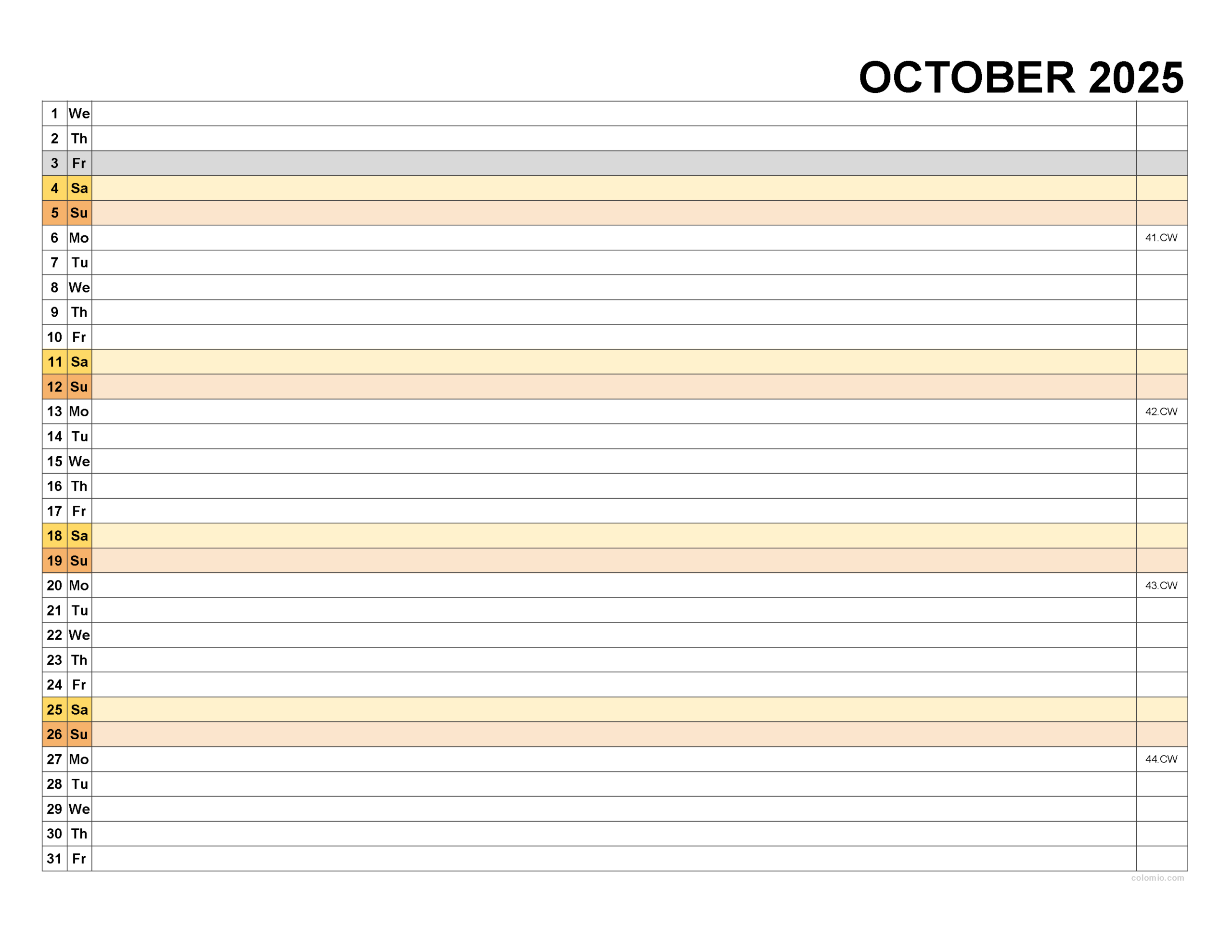 Free October 2025 Calendar | Printable Pdf, Xls, Png Formats inside October Calendar 2025 With Lines