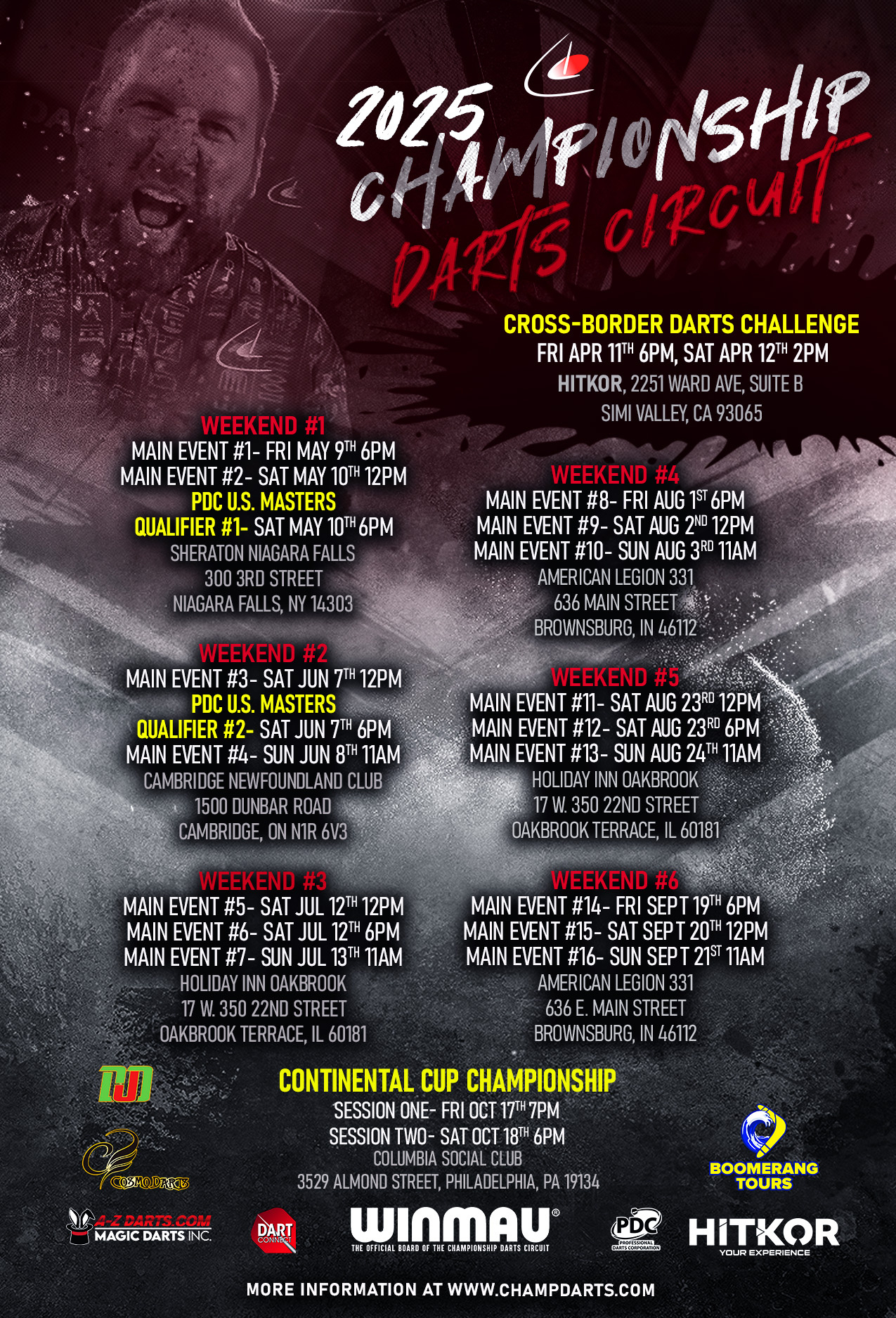 Main Tour – Championship Darts Corporation for October 2025 9Th Circuit Calendar