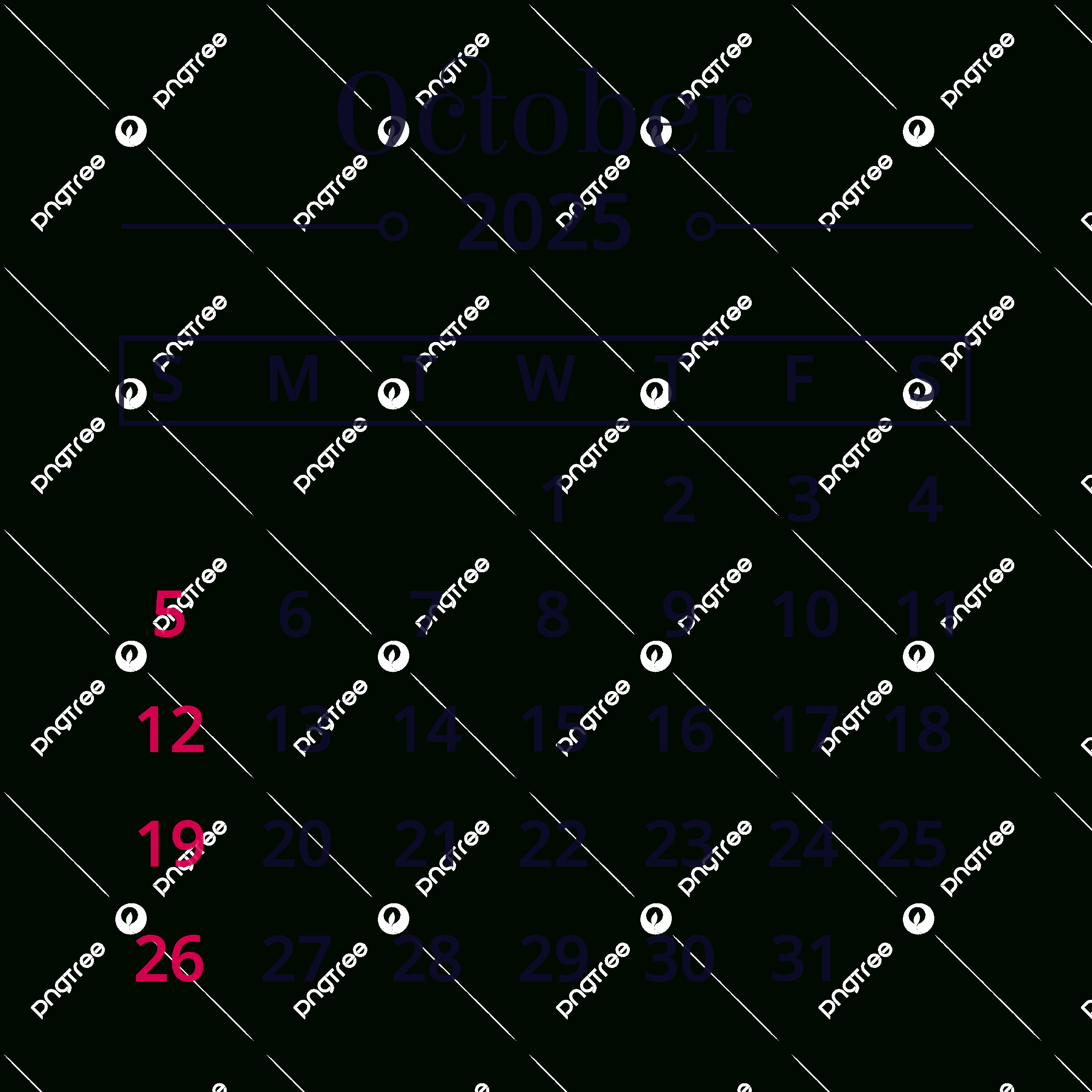 Minimalist October 2025 Calendar Vector, Calendar 2025, October with regard to October 2025 Calendar Png