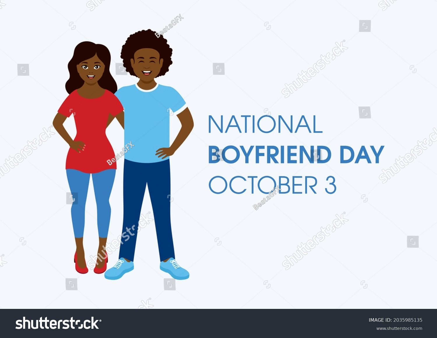 National Boyfriend Day Illustration Happy African Stock regarding October 3rd is National Boyfriend Day 2025