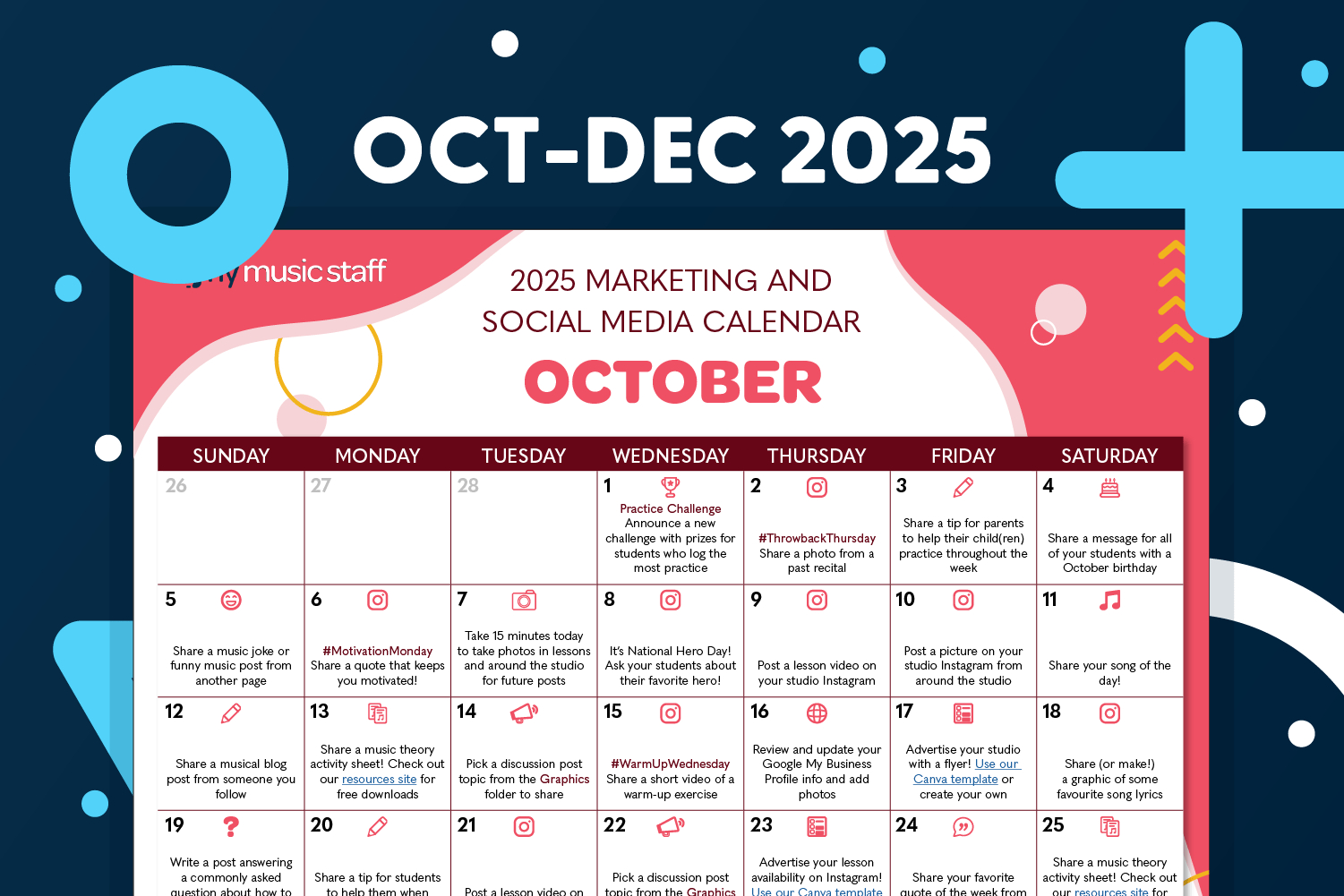 Oct-Dec 2025 Social Media Calendar – My Music Staff Resources within October Social Media Calendar 2025