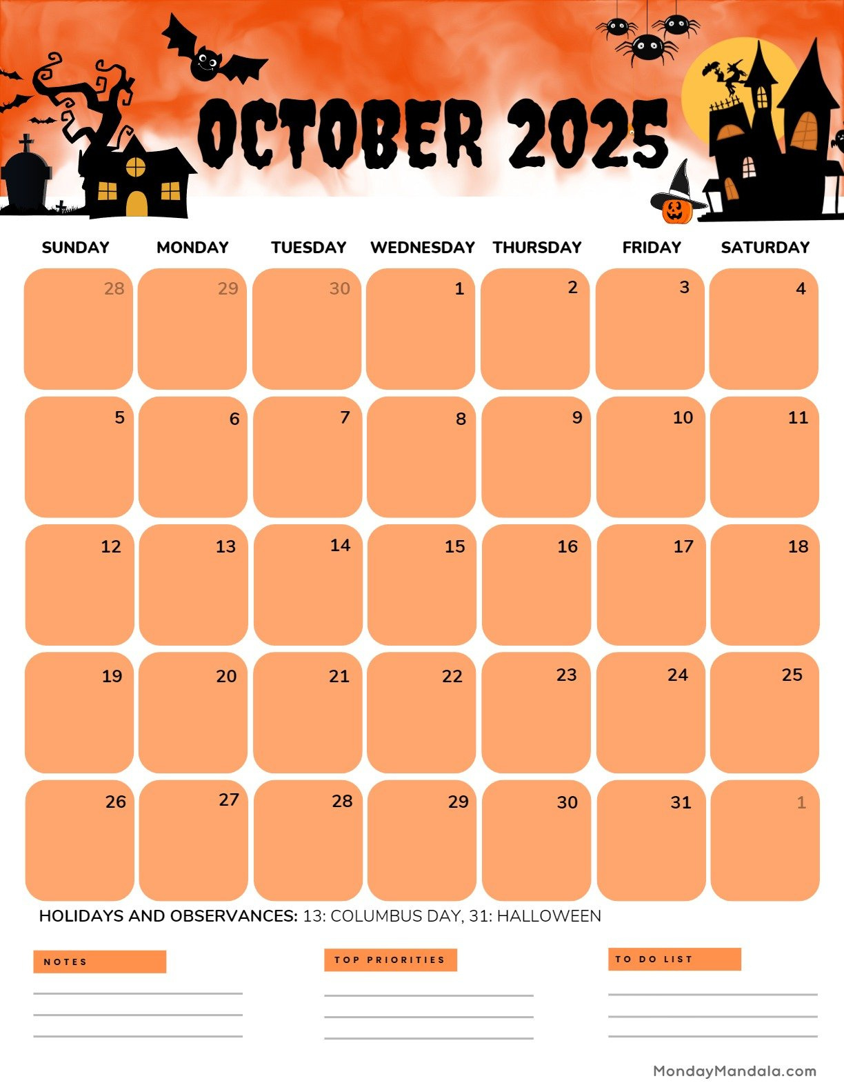 October 2025 Calendar (52 Free Pdf Printables) throughout Show Me a Calendar For October 2025