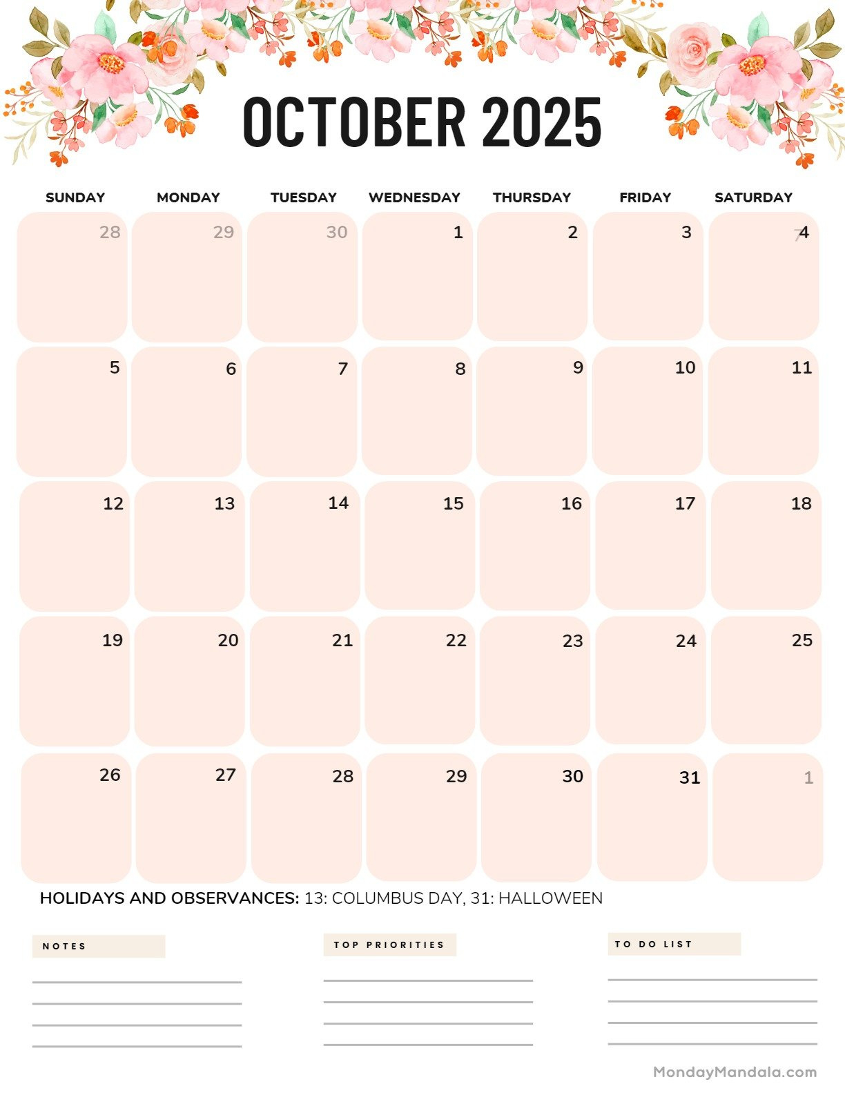 October 2025 Calendar (52 Free Pdf Printables) with Show Me October 2025 Calendar