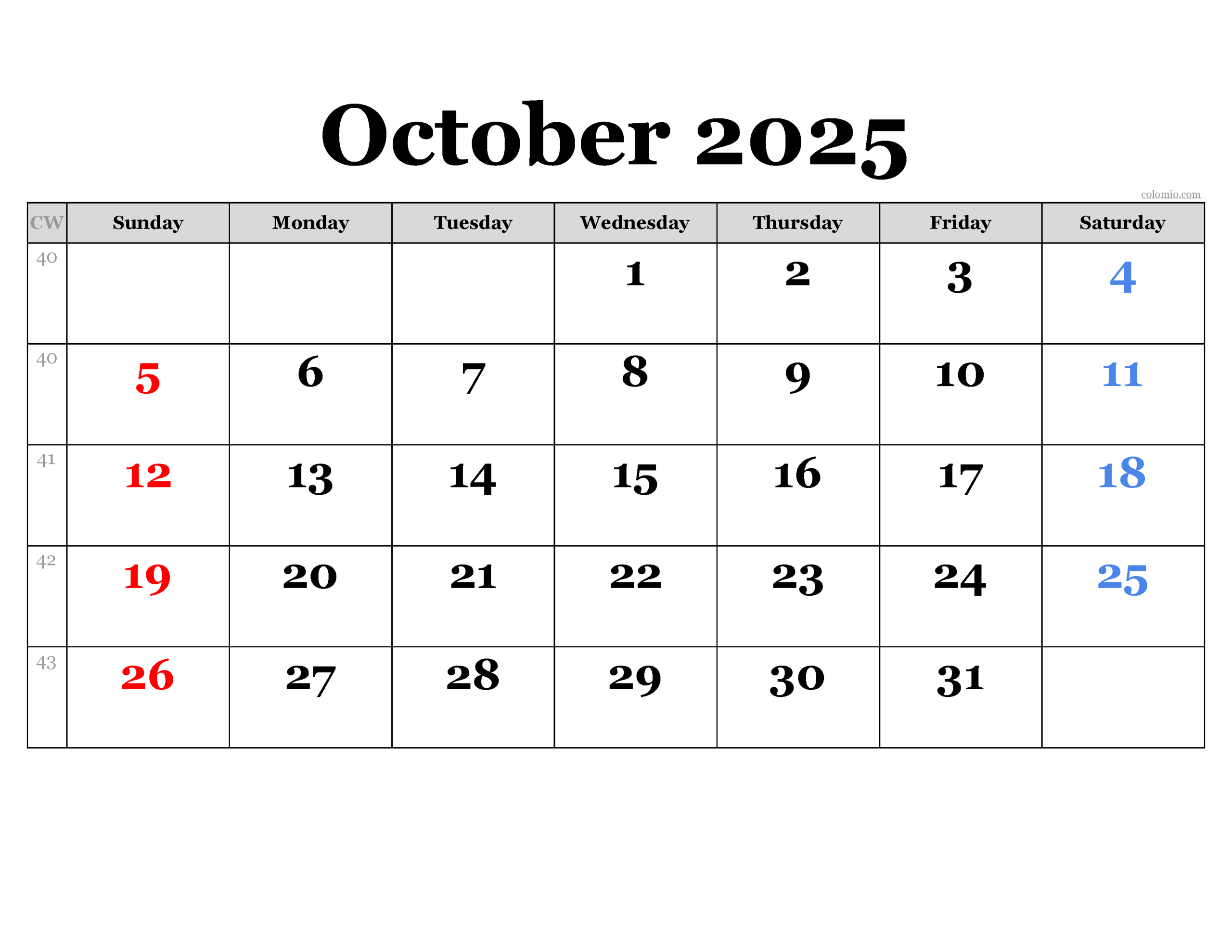 October 2025 Calendar | Free Printable Pdf, Xls And Png with regard to Apple Calendar October 2025