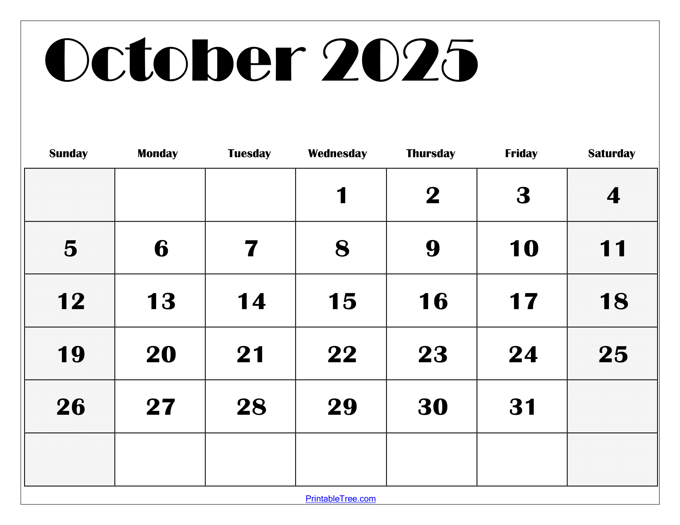 October 2025 Calendar Printable Pdf Template With Holidays for October 2025 Calendar Blank