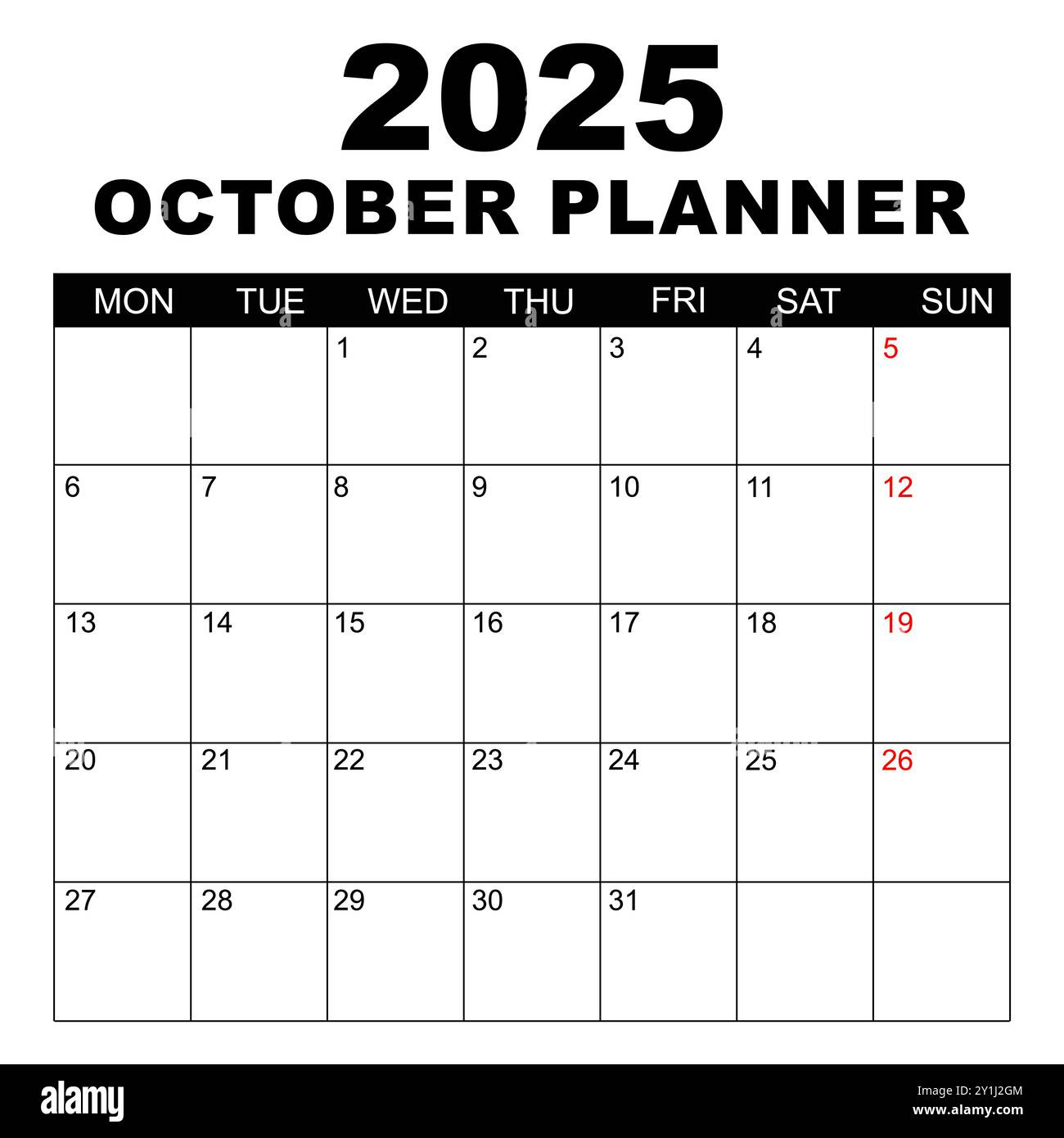 October 2025 Calendar. Week Starts On Monday. Blank Calendar intended for October 2025 Calendar Monday Start