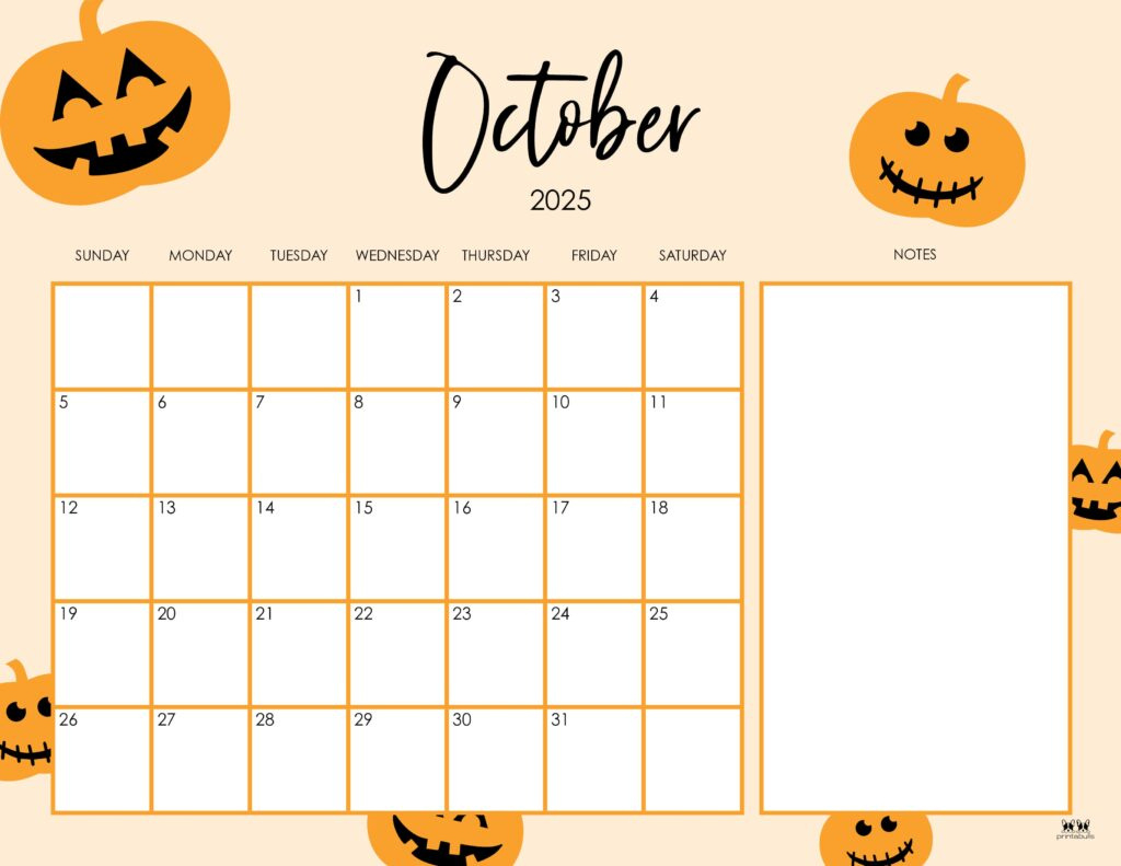 October 2025 Calendars - 107 Free Printables | Printabulls intended for Printable October 2025 Calendar with Holidays