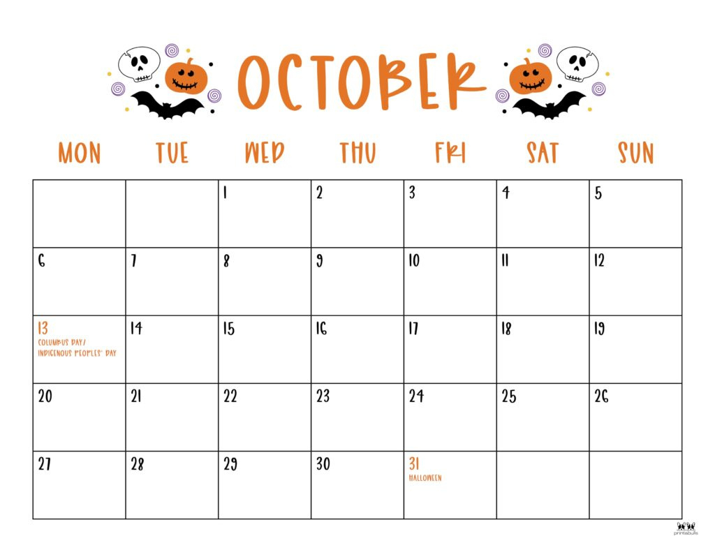 October 2025 Calendars - 107 Free Printables | Printabulls within Show Me October Calendar 2025
