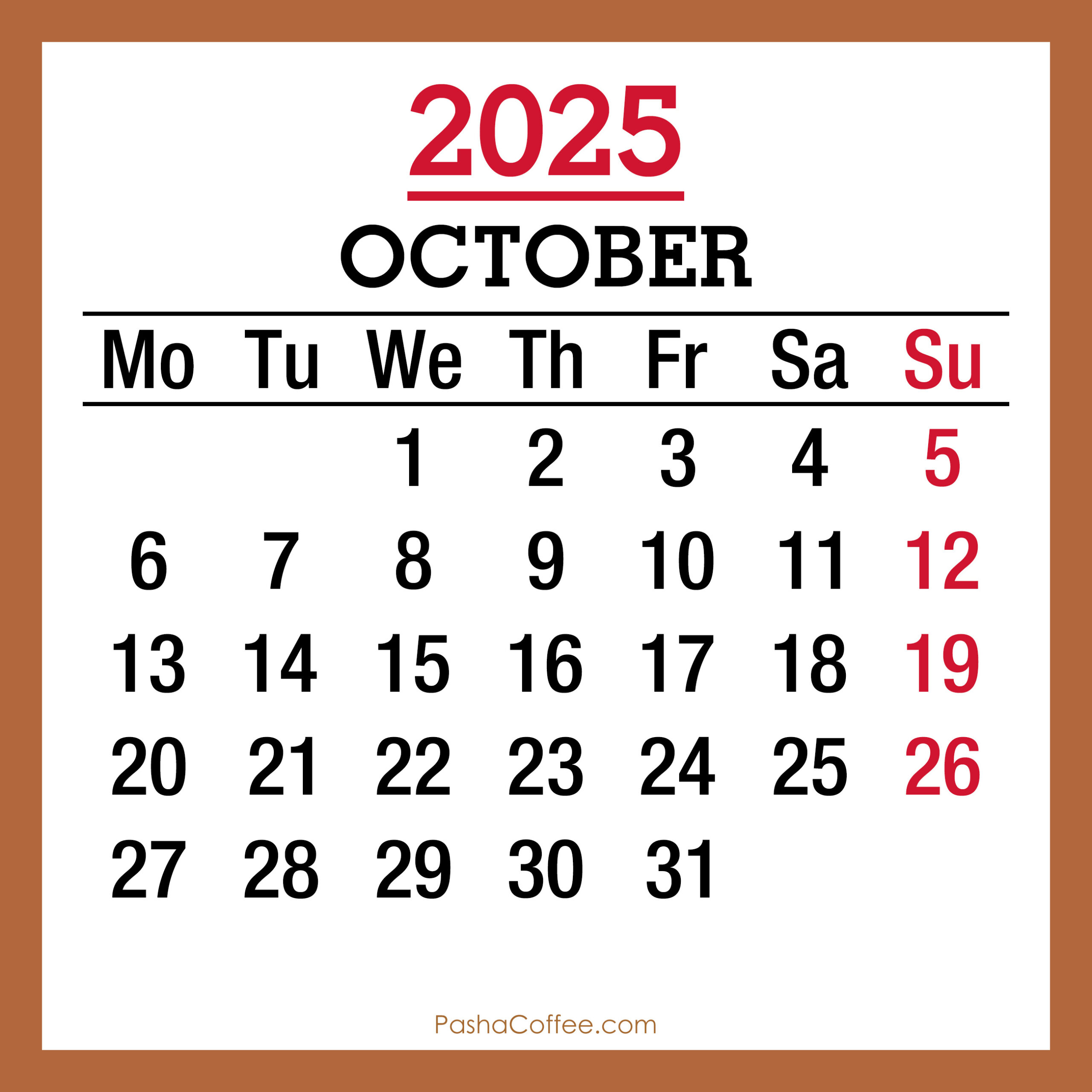 October 2025 Monthly Calendar, Printable Free, Beige, Monday Start within October 2025 Calendar Monday Start