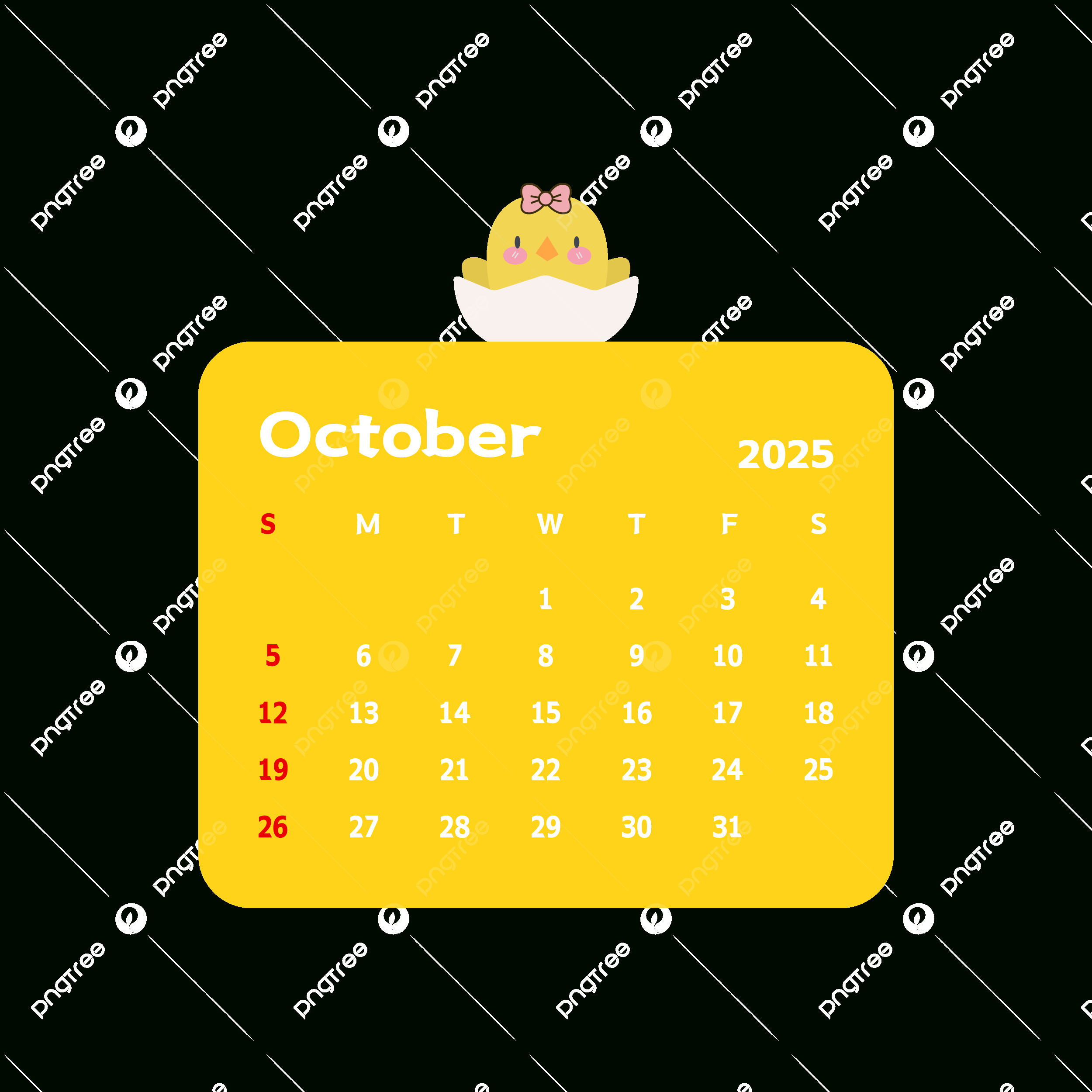 October 2025 Monthly Calendar With Cartoon Chicks Vector, Calendar inside Clip Art October Calendar 2025