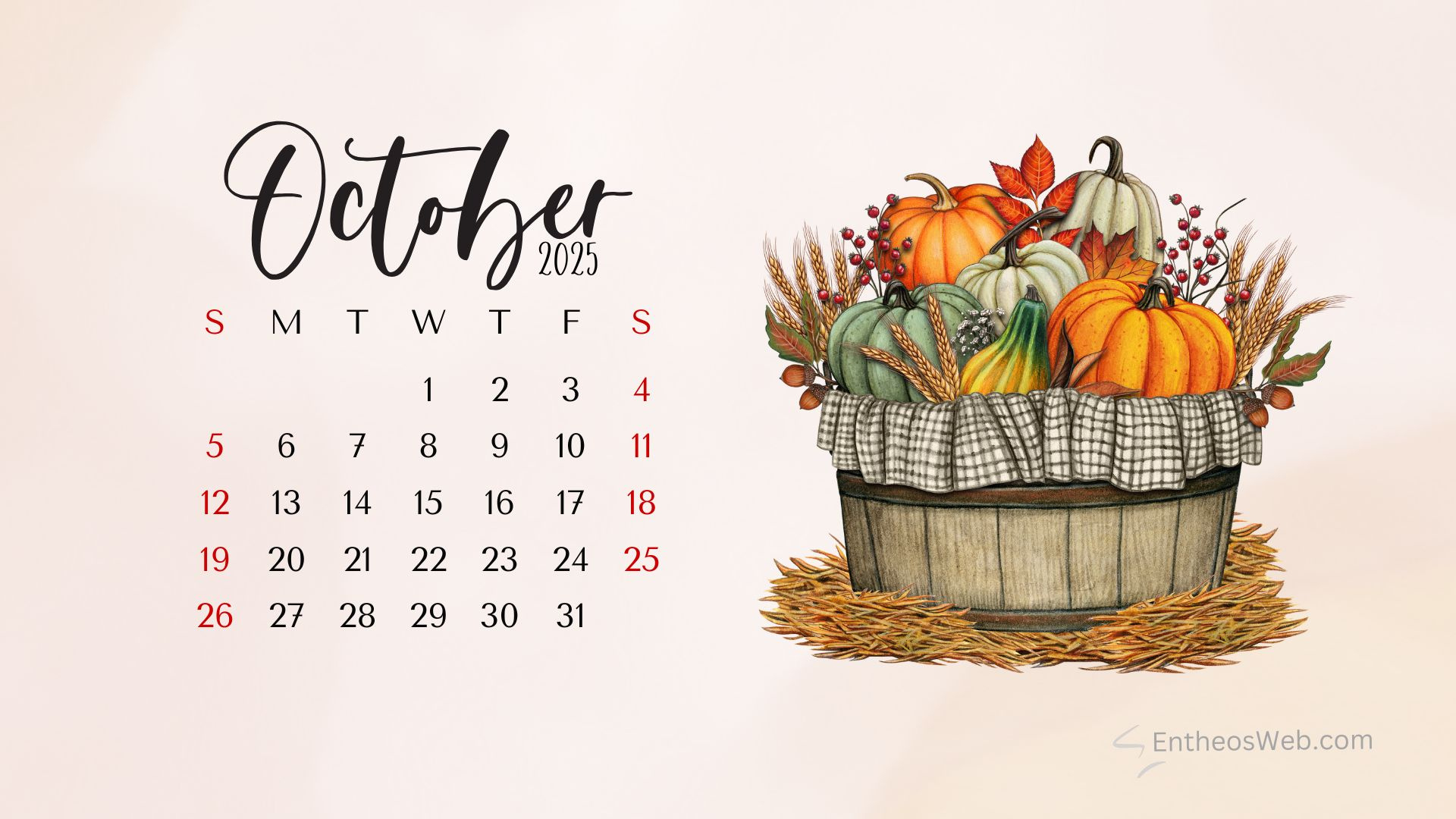 October 2025 Wallpaper Backgrounds | Entheosweb in October Calendar 2025 Desktop Wallpaper