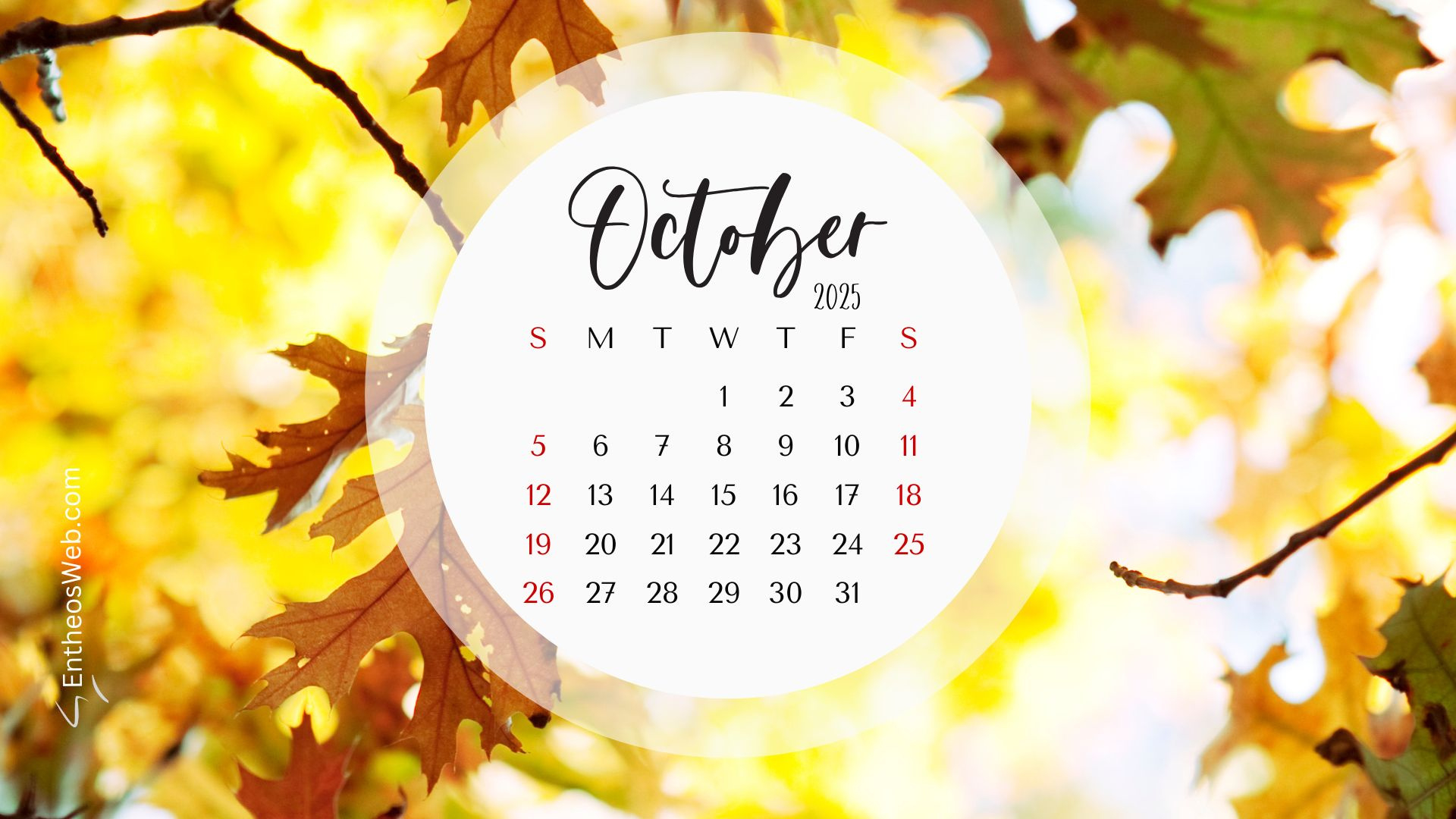 October 2025 Wallpaper Backgrounds | Entheosweb with October Calendar 2025 Desktop Wallpaper