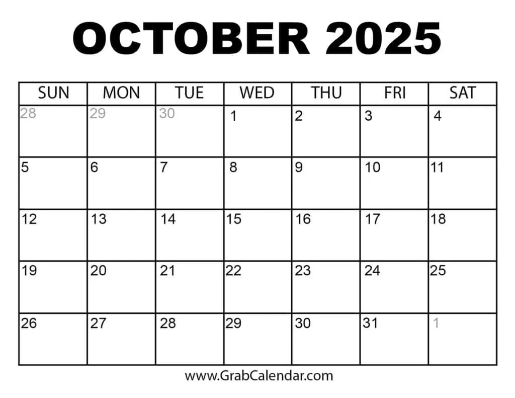 Printable October 2025 Calendar regarding October 2025 Calendar What Happened