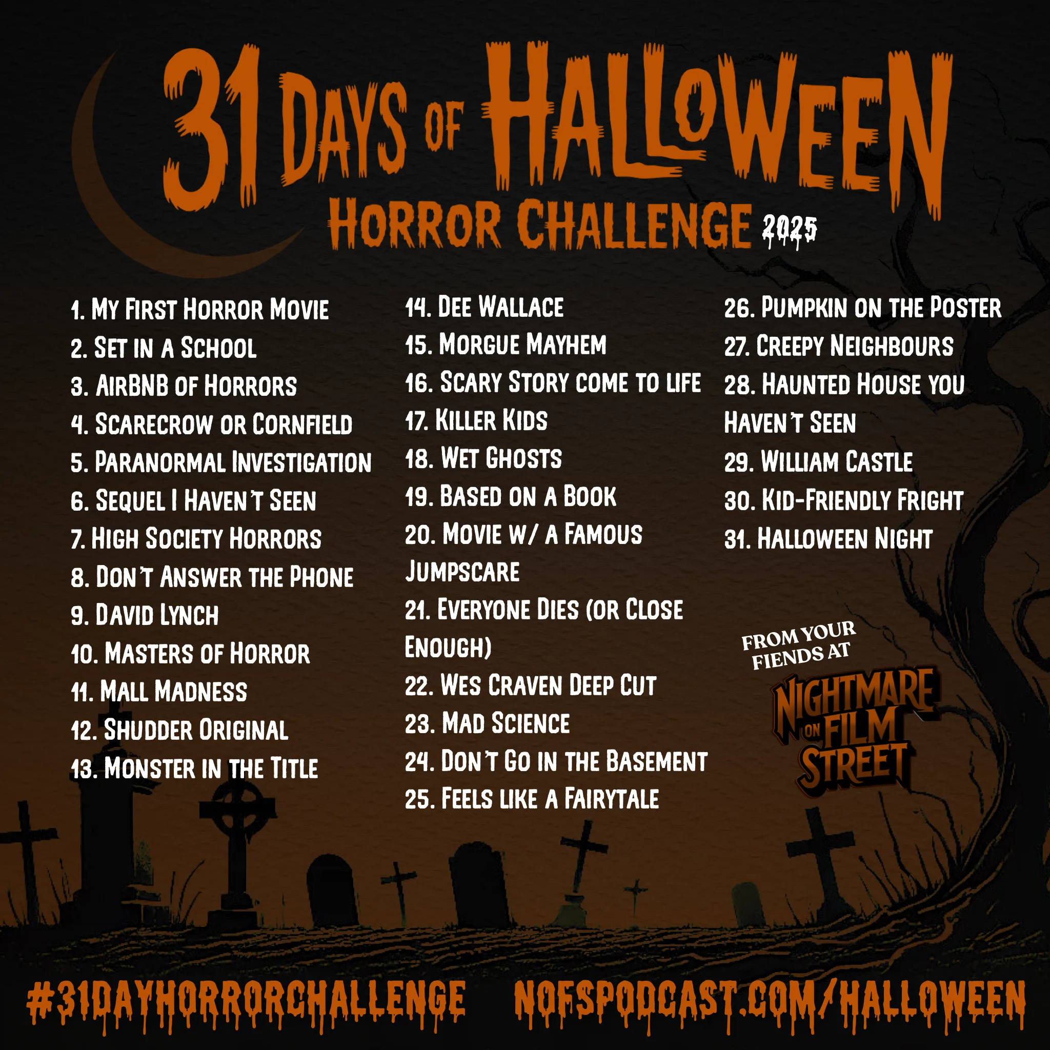 The #31Dayhorrorchallenge 2025 - Nightmare On Film Street regarding October Halloween Movie Calendar 2025
