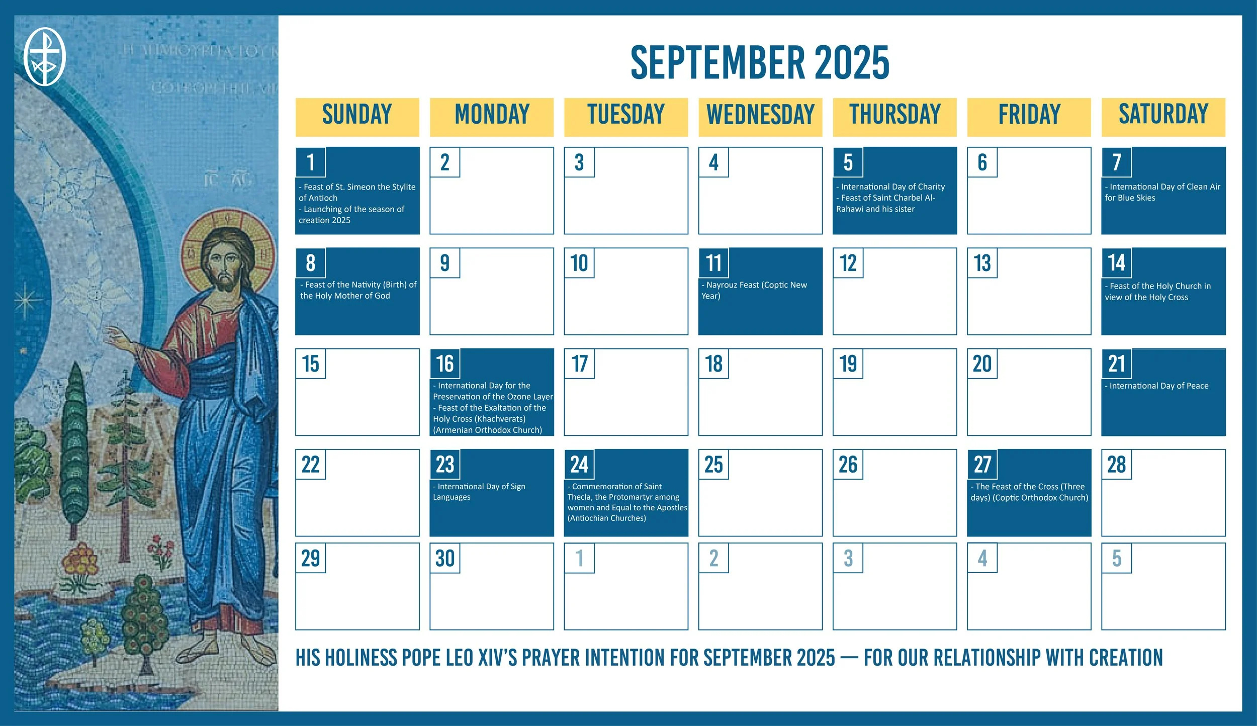 The Middle East Council Of Churches Issues The Ecumenical Calendar within October Saints Calendar 2025
