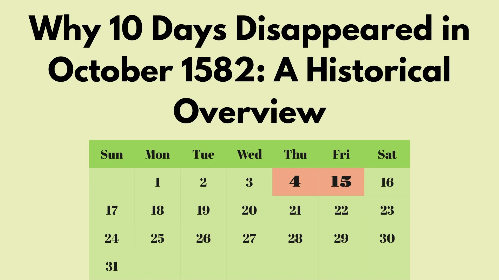 Why 10 Days Disappeared In October 1582: A Historical Overview - within Why 1582 October Calendar Missing Days