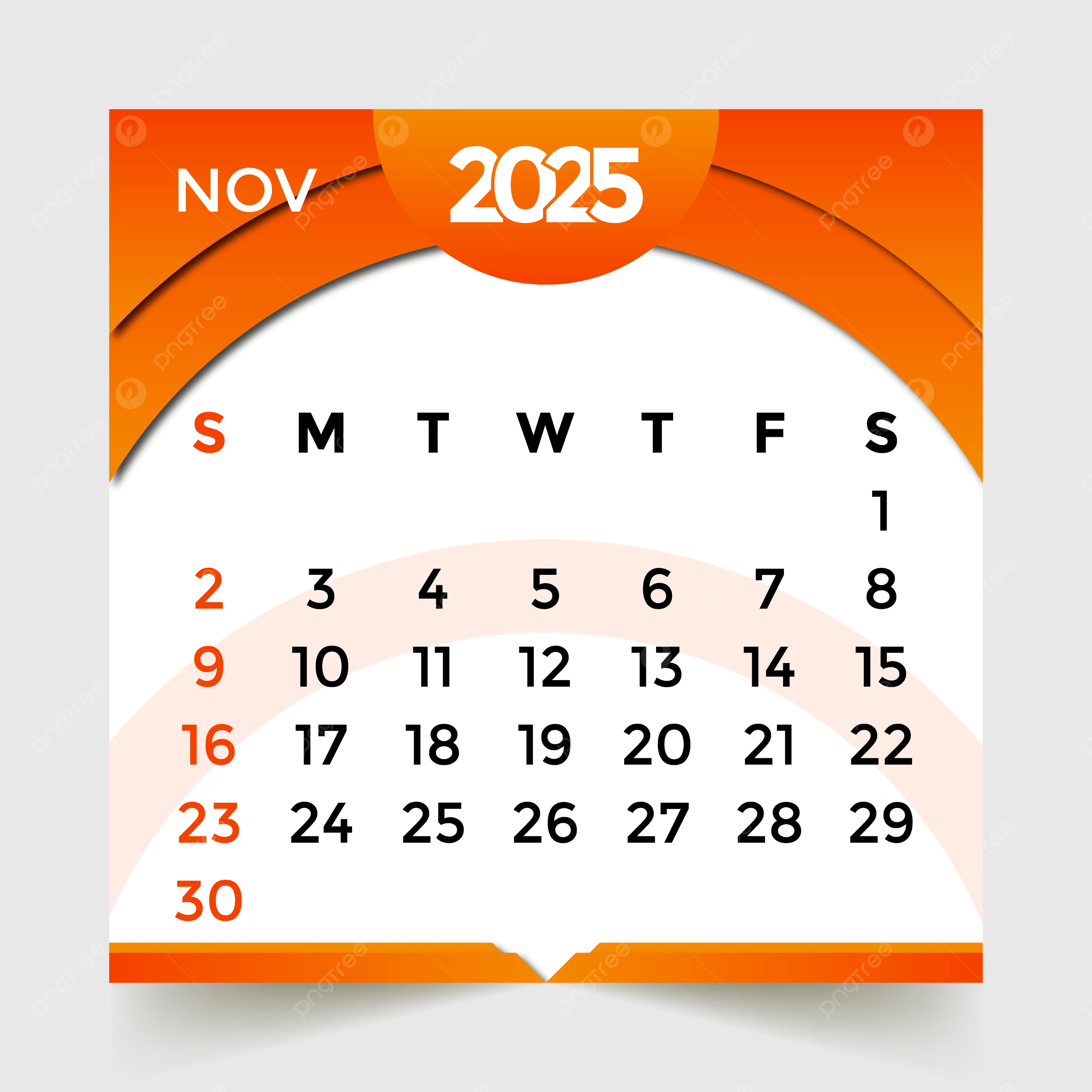 2025 Calendar Month Of November Vector Template Download On Pngtree pertaining to Calendar Month For November 2025