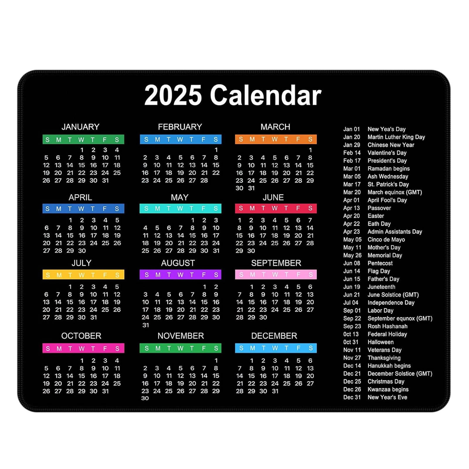 2025 Calendar Mouse Pad Non Slip Rubber Base Computer Desk Mat regarding November Calendar 2025 Waterproof