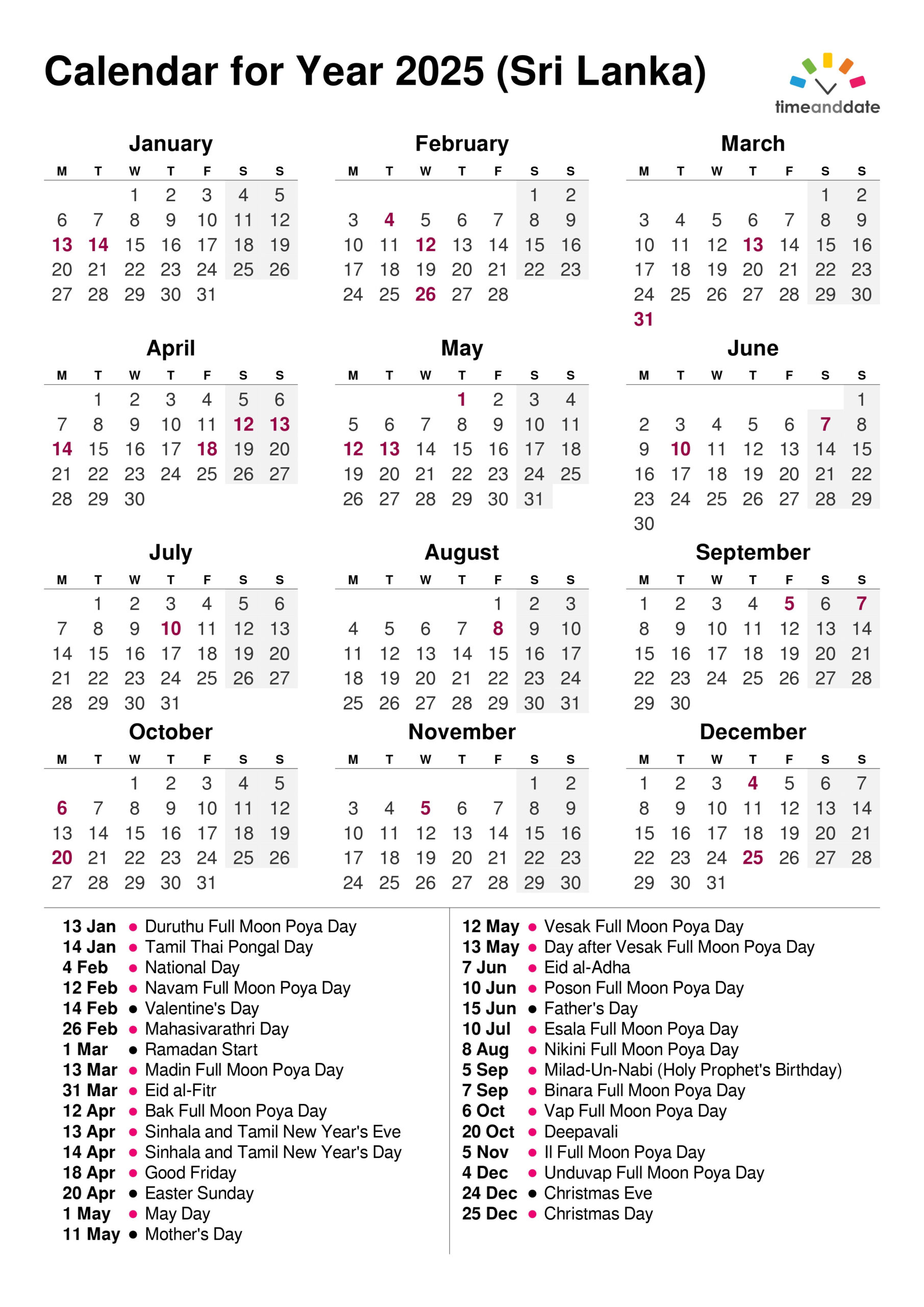 2025 Calendar Sri Lanka Printable Pdf | Sinhala Tamil English with November Calendar 2025 Sri Lanka