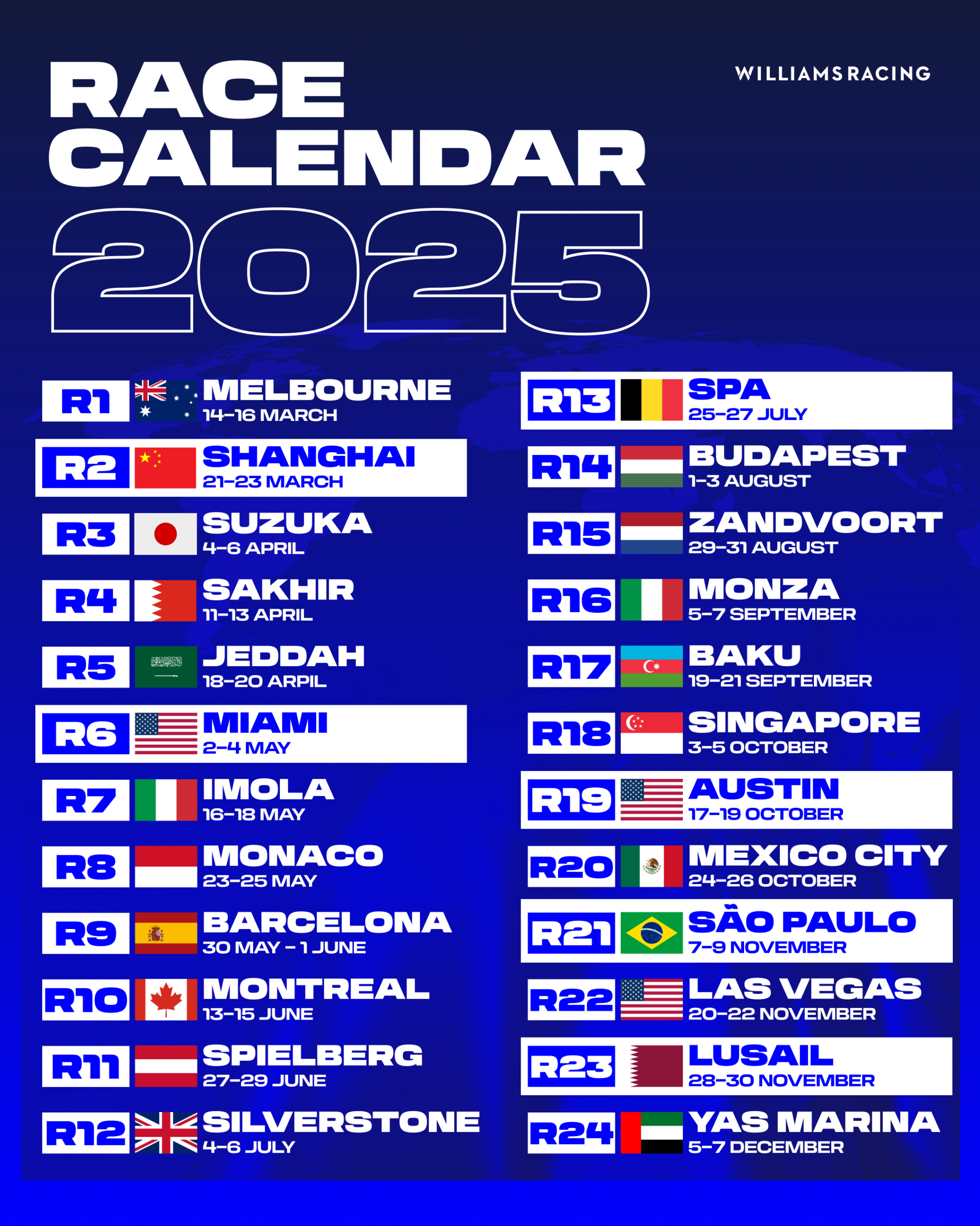 A Journey Through The 2025 F1 Calendar: One Fact For Every inside Racing Calendar November 2025
