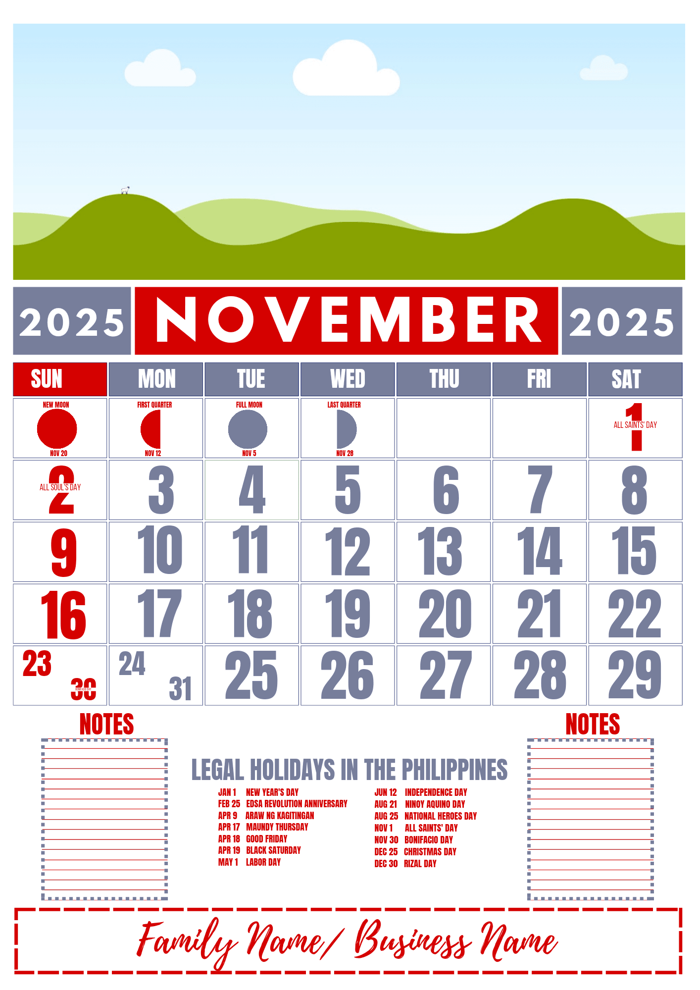 A4 Size Calendar Template 2025Danicamalsi - Raket.ph regarding November 2025 Calendar Philippines