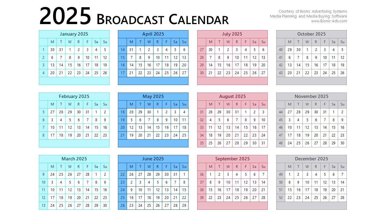 Broadcast Calendar 2025 – Free Downloads – Customizable inside November 2025 Broadcast Calendar