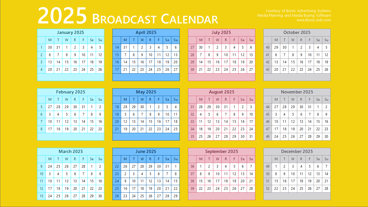 Broadcast Calendar 2025 – Free Downloads – Customizable within November 2025 Broadcast Calendar