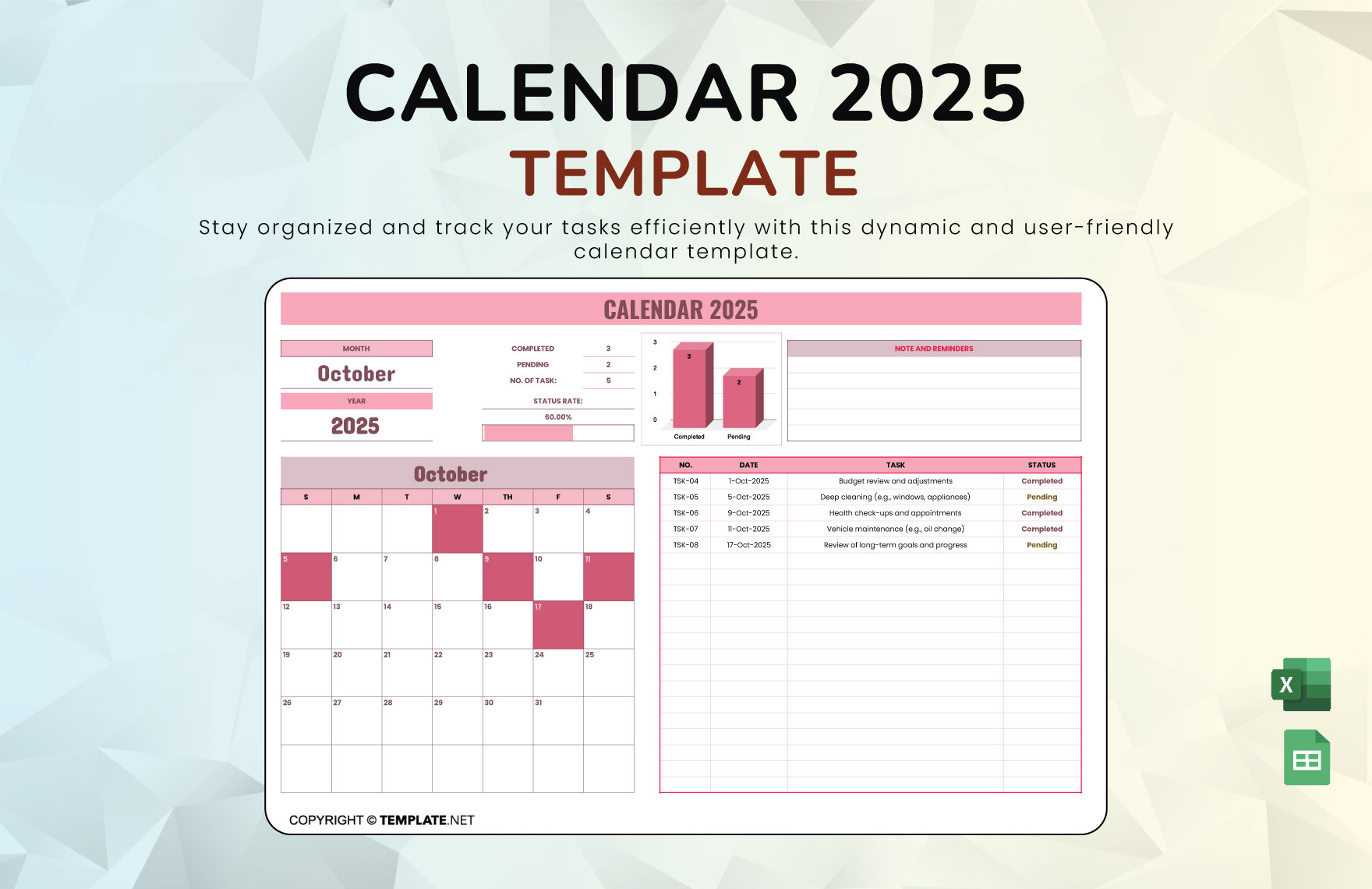 Calendar 2025 Template In Google Sheets, Excel - Download pertaining to November 2025 Google Sheets Calendar