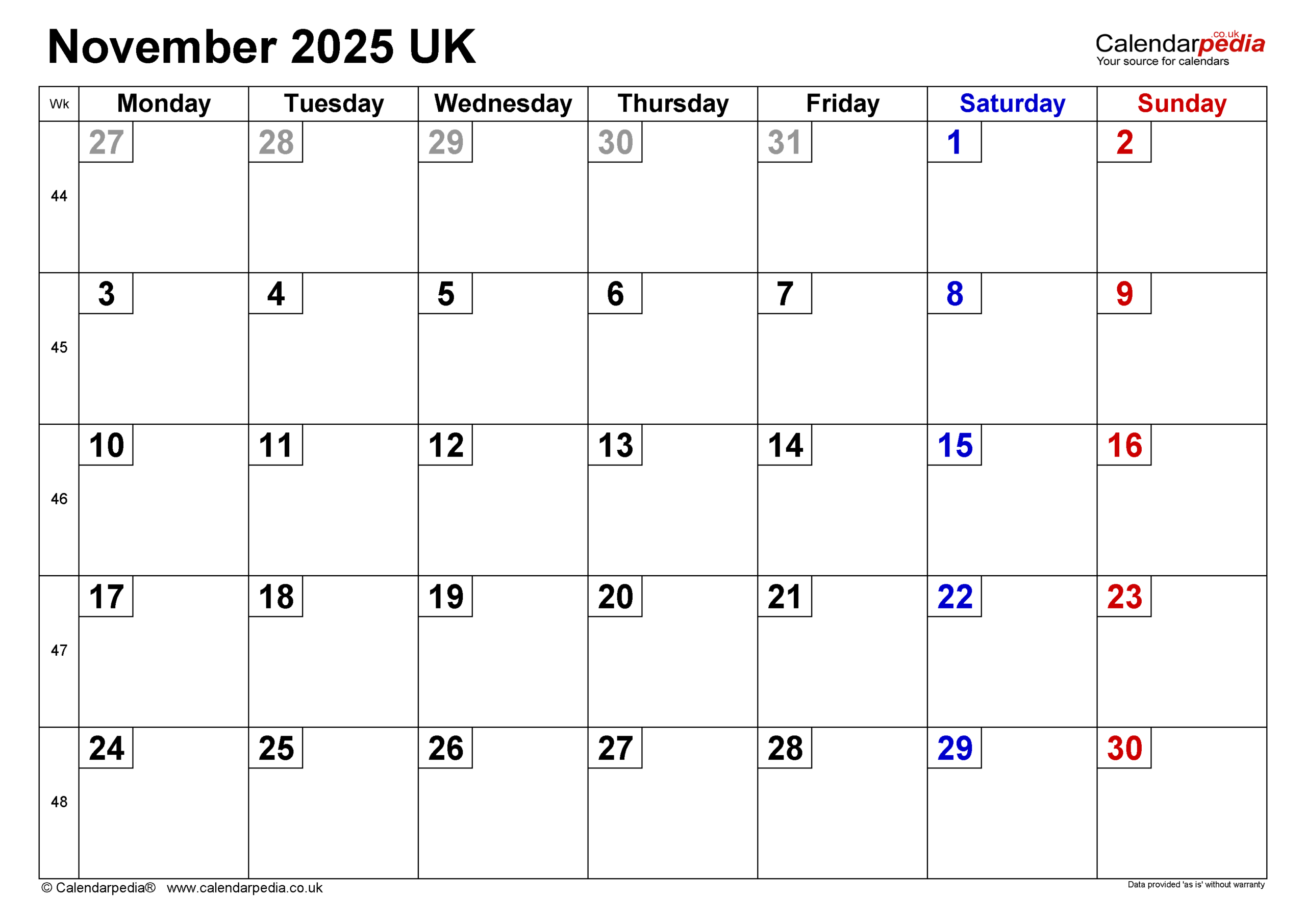 Calendar November 2025 Uk With Pdf, Excel And Word Templates with November 2025 Calendar with Bank Holidays