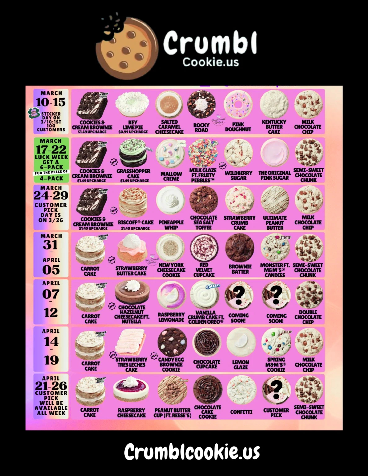 Crumbl Cookie Spoilers 2025 | New Weekly Flavors Lineup with regard to Crumbl Cookie Calendar November 2025