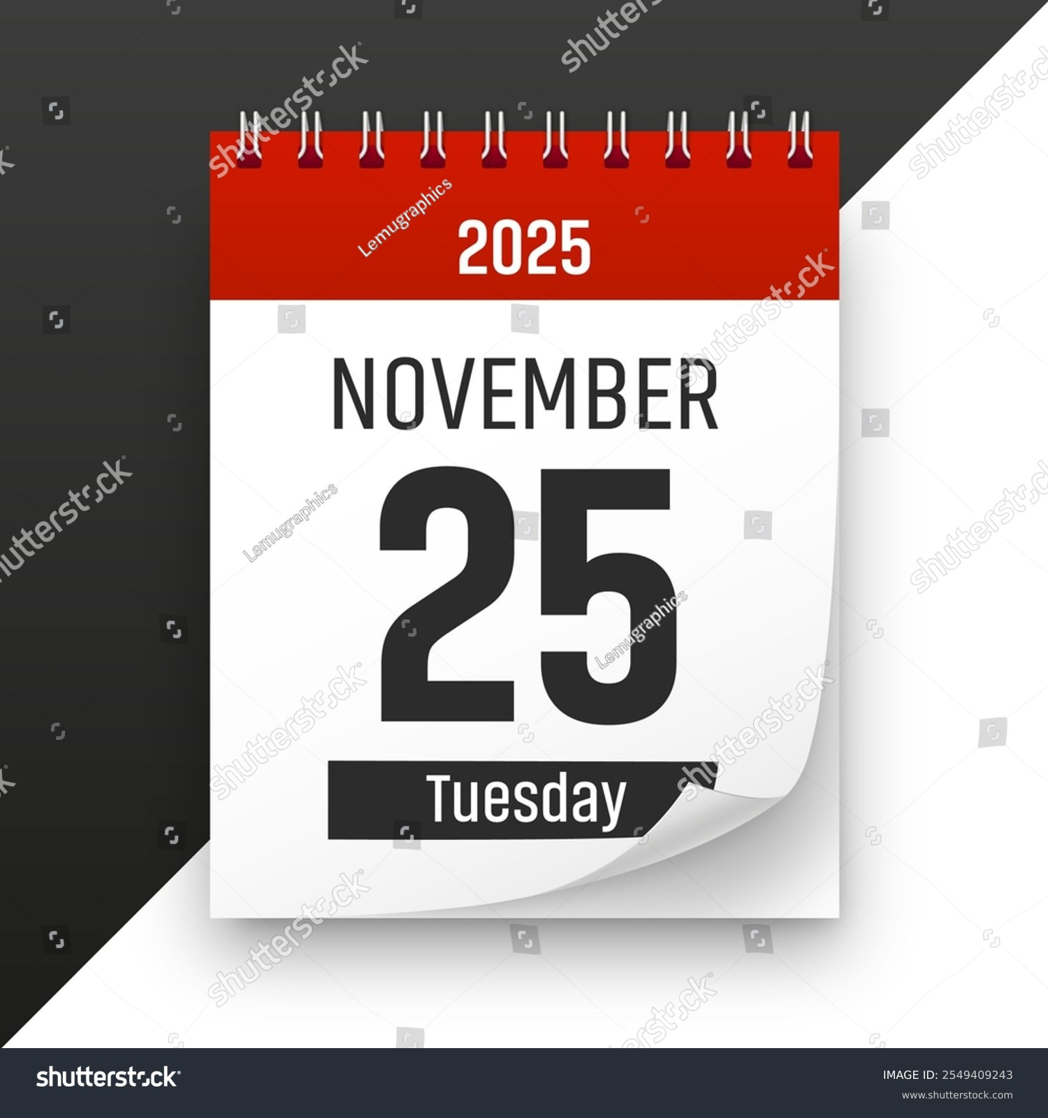 Date 25 November 2025 Year Realistic Stock Illustration 2549409243 with regard to November 25 2025 Calendar