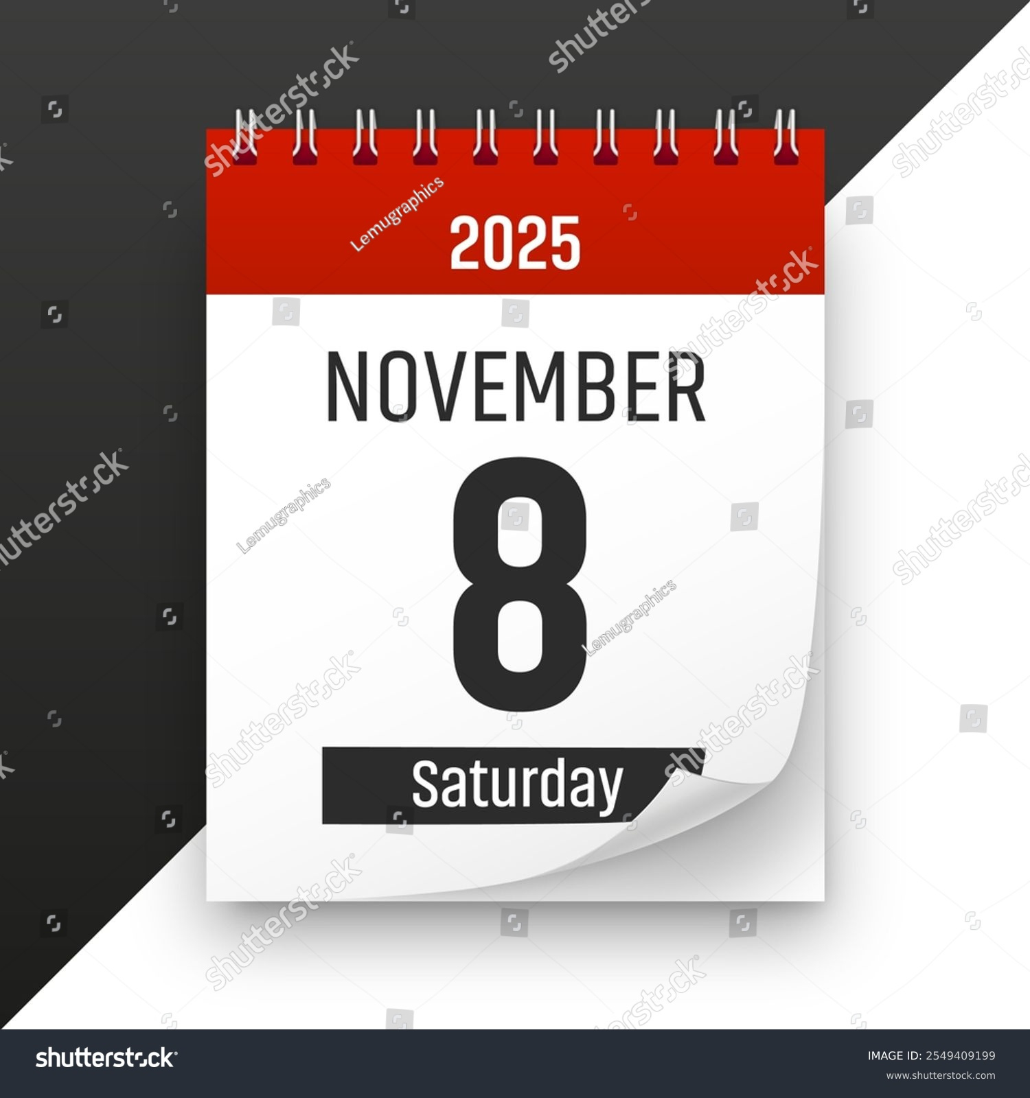 Date 8 November 2025 Year Realistic Stock Illustration 2549409199 intended for November 8 2025 Calendar